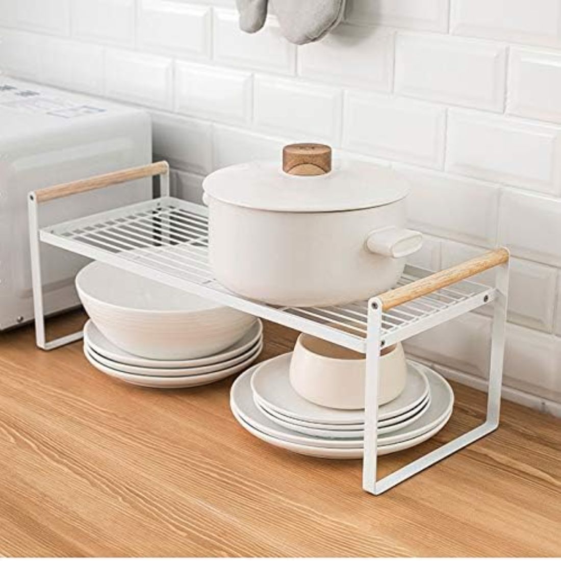 Repisa Organizadora Multiuso Estilo Nórdico Acero y Madera 34 cm