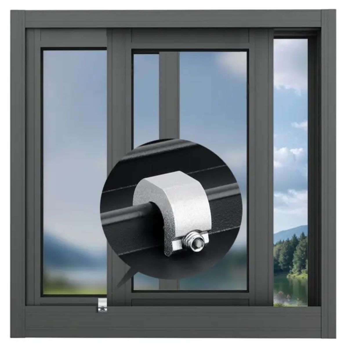 Seguro antirrobo ventanas y mamparas corredizas metálicas Pack 3 Color Plateado