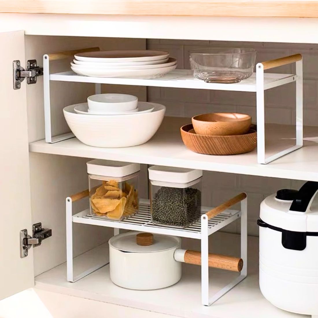 Repisa Organizadora Multiuso Estilo Nórdico Acero y Madera 34 cm
