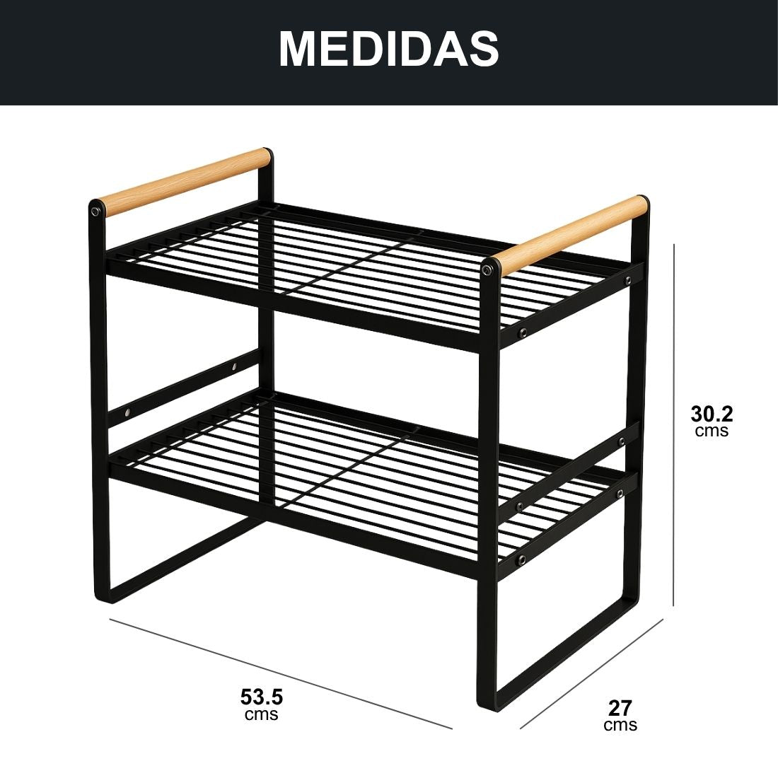 Repisa Organizadora Estilo Nórdico de 2 Niveles Negra 54 cm