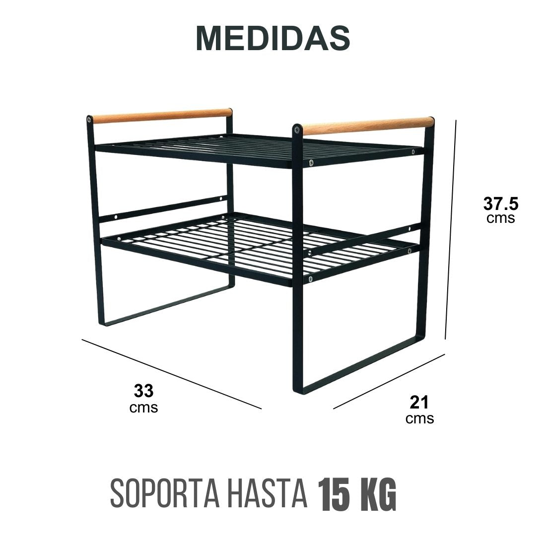 Repisa Organizadora Estilo Nórdico de 2 Niveles Negra 34 cm
