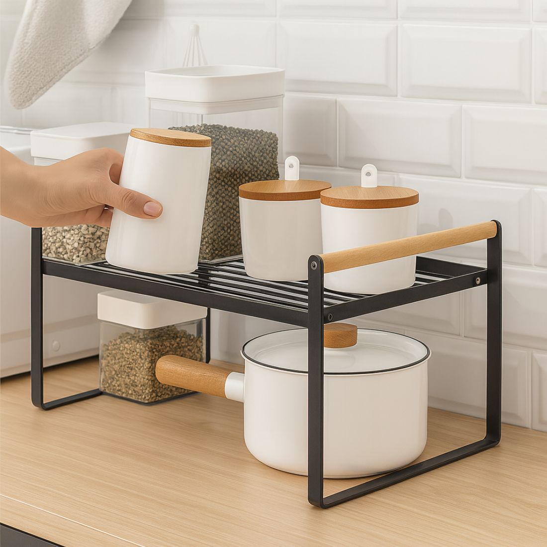 Repisa Organizadora Multiuso Estilo Nórdico Negra 34 cm