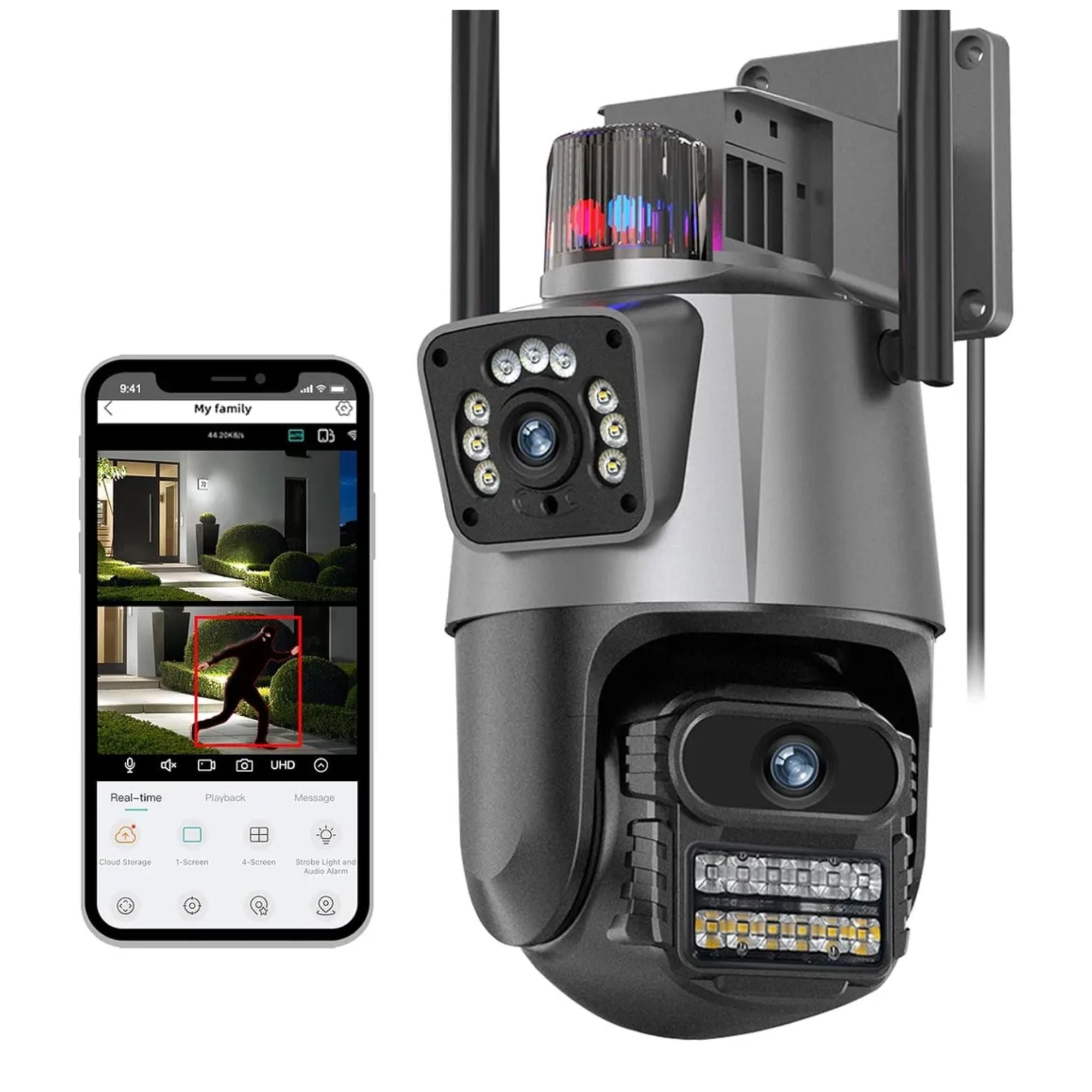 Cámara de Seguridad Exterior JORTAN JT-9687 Pro 8MP con Doble Lente y Visión Nocturna