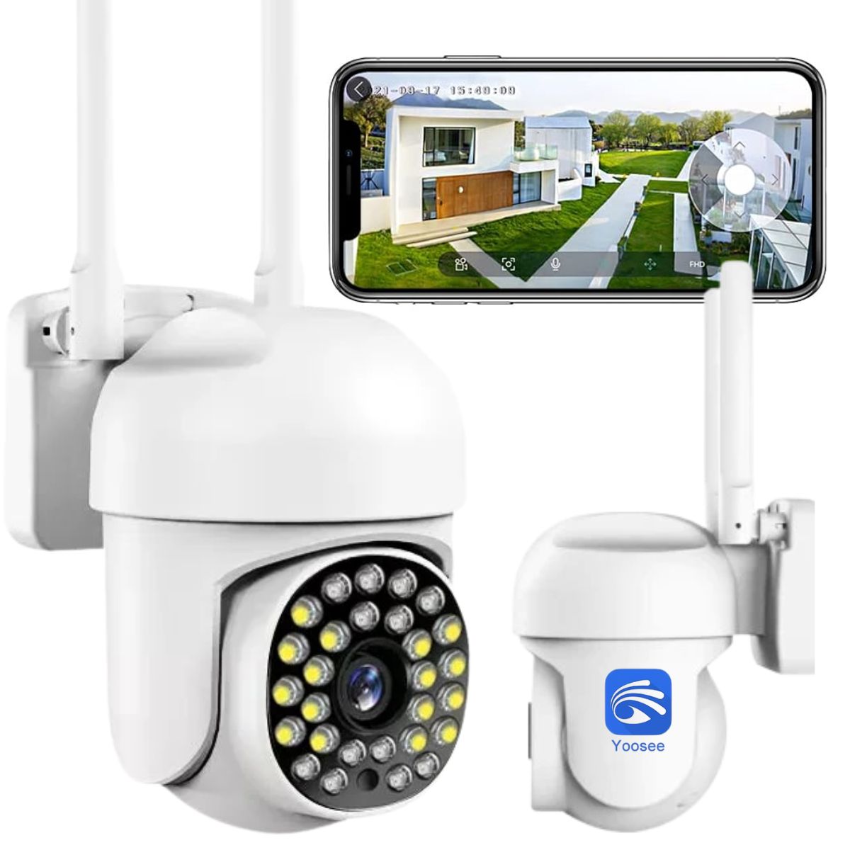 Cámara de Seguridad Exterior JORTAN JT-8161QJ Full HD WiFi con Visión Nocturna y Audio Bidireccional