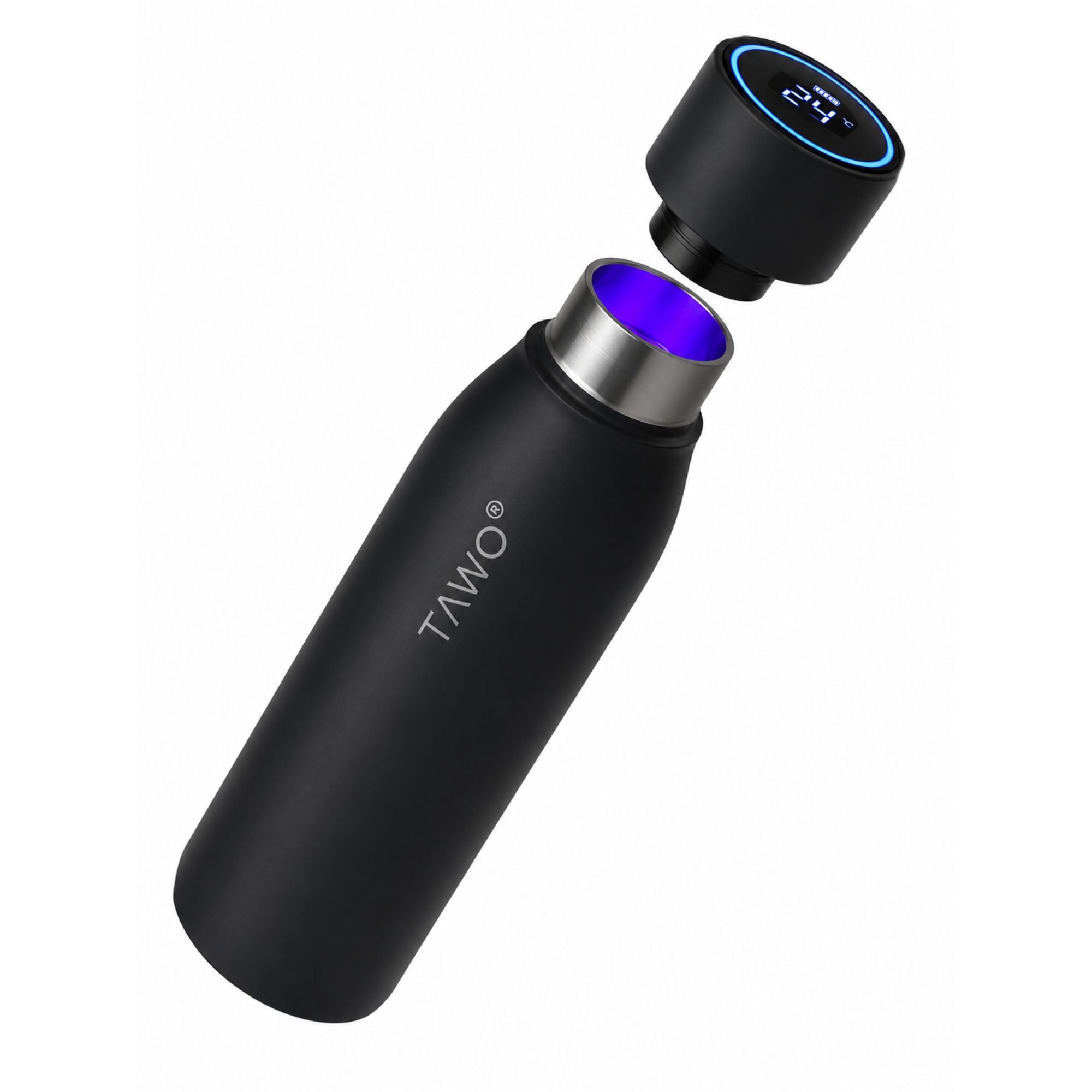 Botella Inteligente UV Autolimpiante TAWO® 750ml Negro | Acero Inoxidable 316L