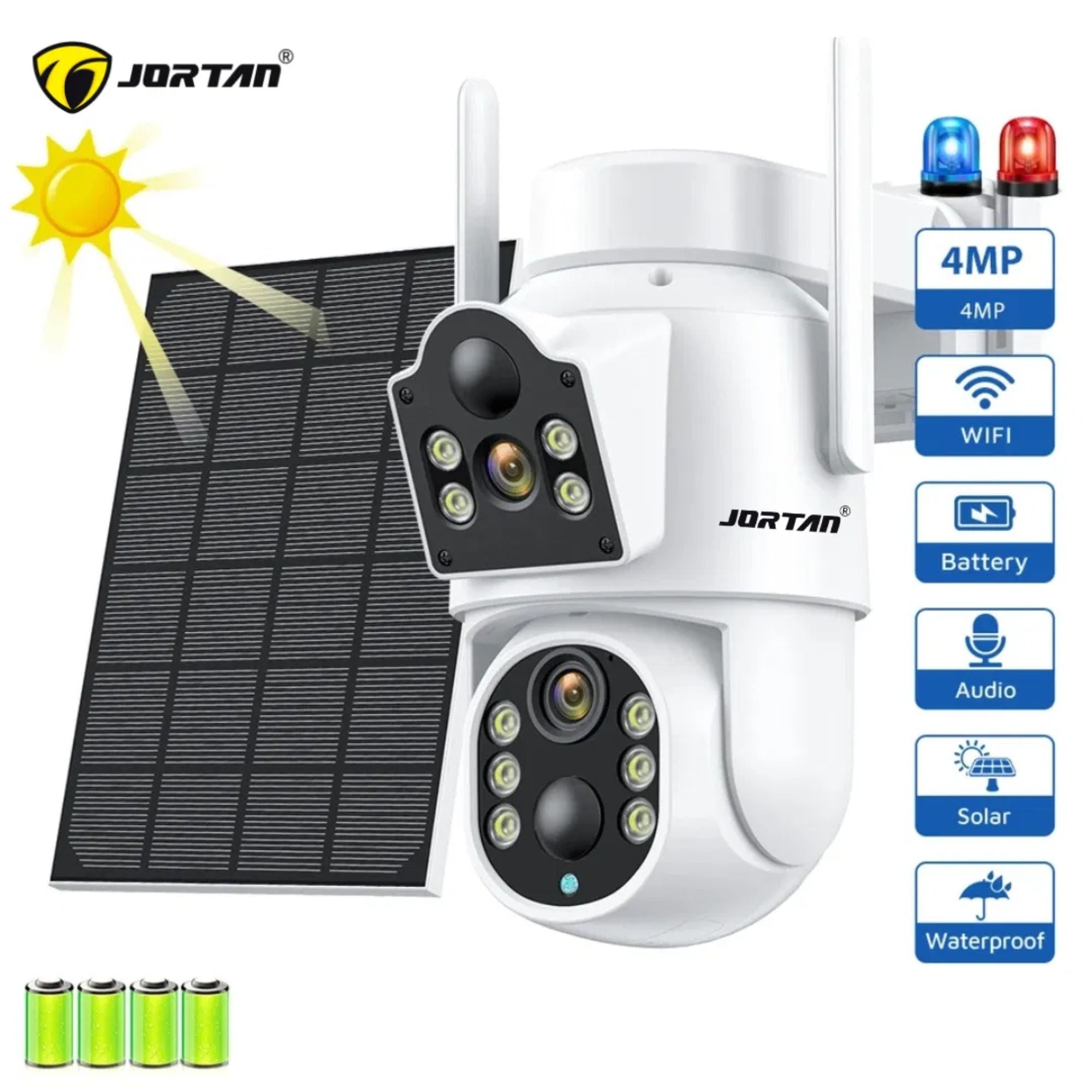Cámara Solar JORTAN JT-8699T Full HD con Doble Lente y Visión Nocturna
