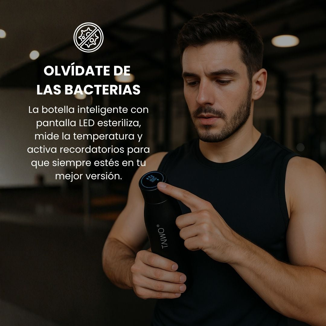 Botella de Agua Autolimpiante UV Tawo 750 ml Rosado – con Purificador Inteligente y Recordatorio de Hidratación