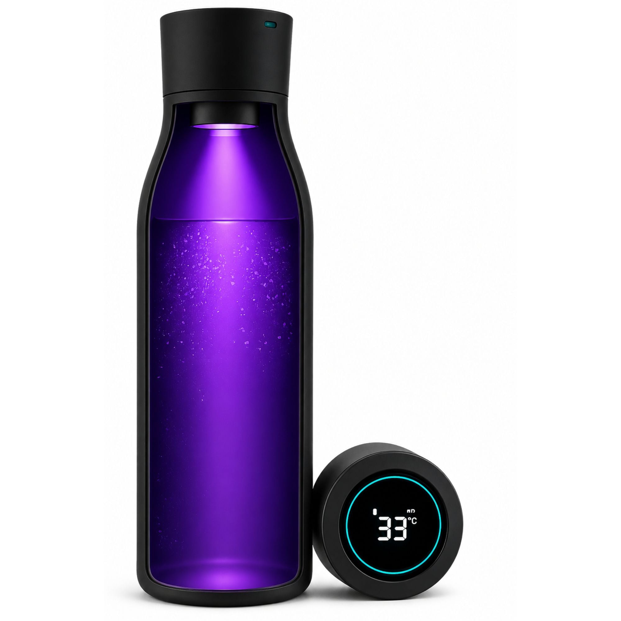 Botella Inteligente UV Autolimpiante TAWO® 750ml Negro | Acero Inoxidable 316L
