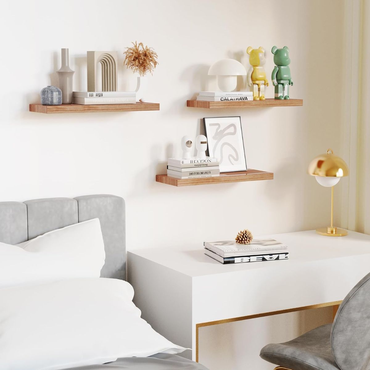 Pack 3 Repisas Flotantes de Madera Estilo Minimalista 40 cm