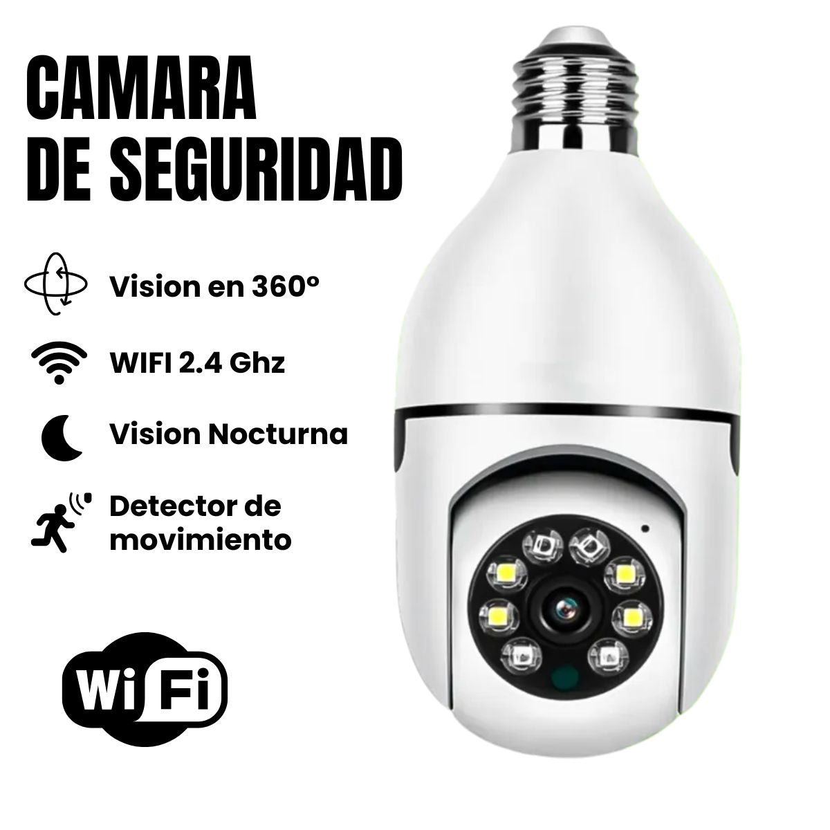 Cámara Ampolleta JORTAN JT-8177 Full HD con Visión 360° y Audio Bidireccional
