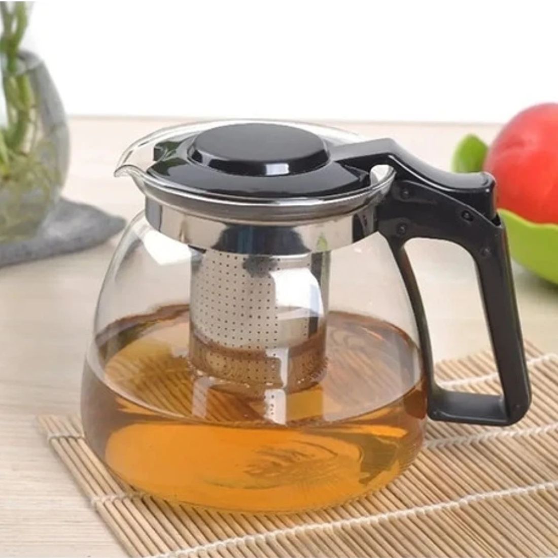 Tetera Con Infusor de Te Vidrio 1.5 Litros Con Filtro de Acero Inoxidable