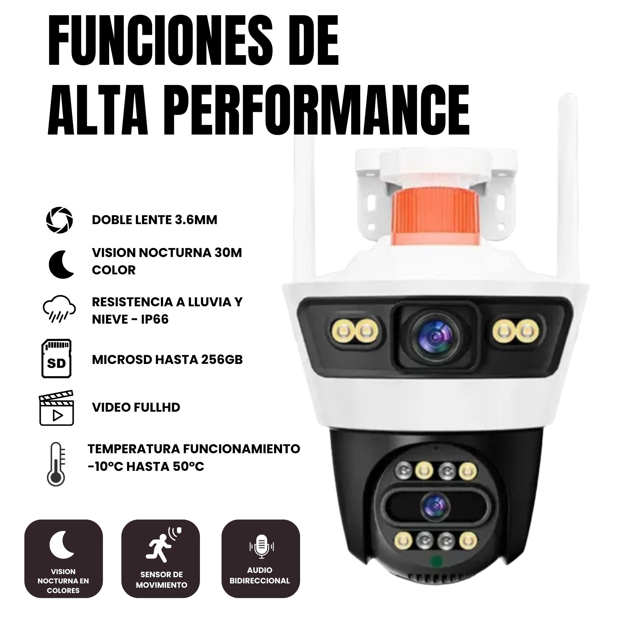 Cámara de Seguridad Exterior Jortan 4 AL WiFi con Baliza Doble Lente e IA
