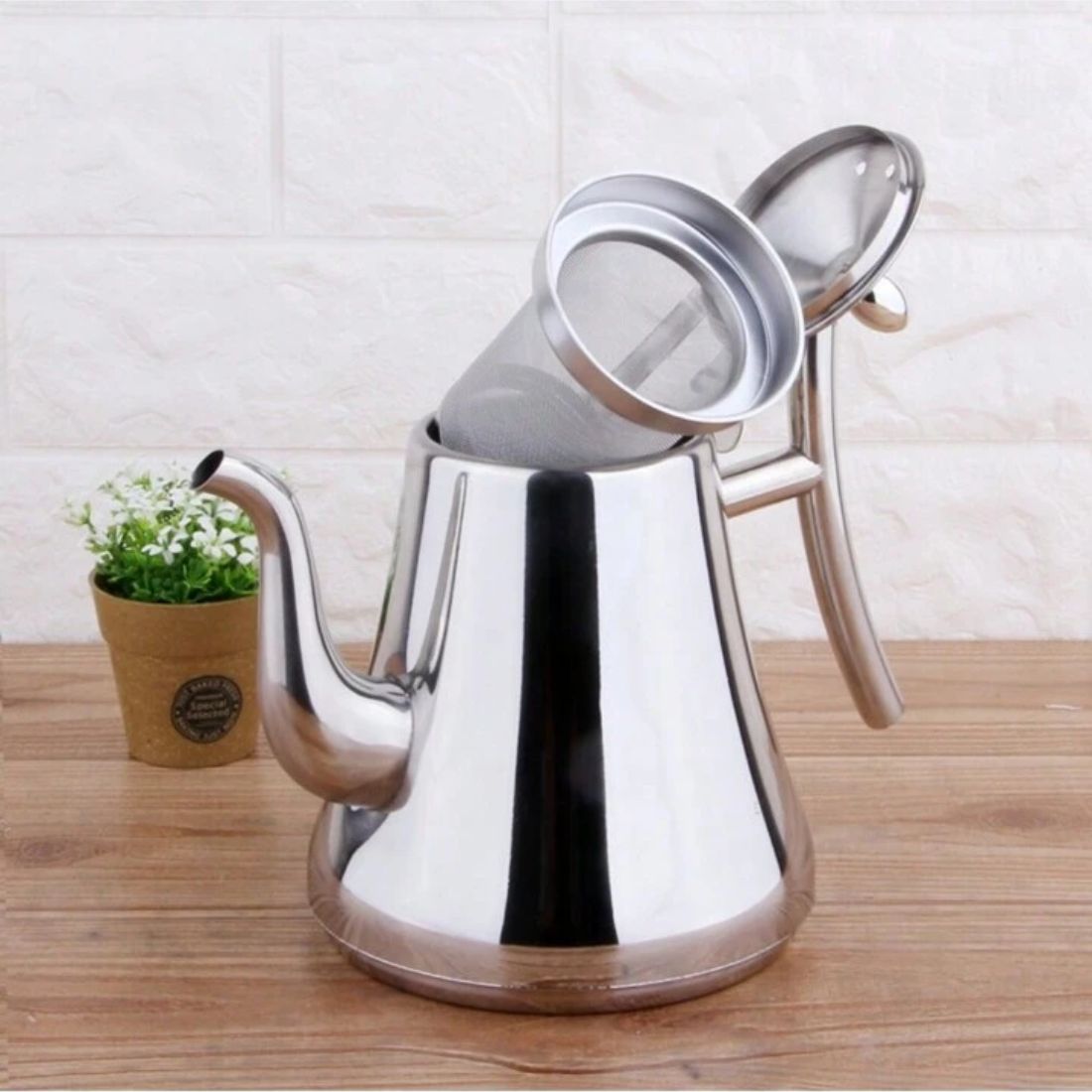 Tetera Infusor De Té De Acero Inoxidable 1 Litro Con Filtro