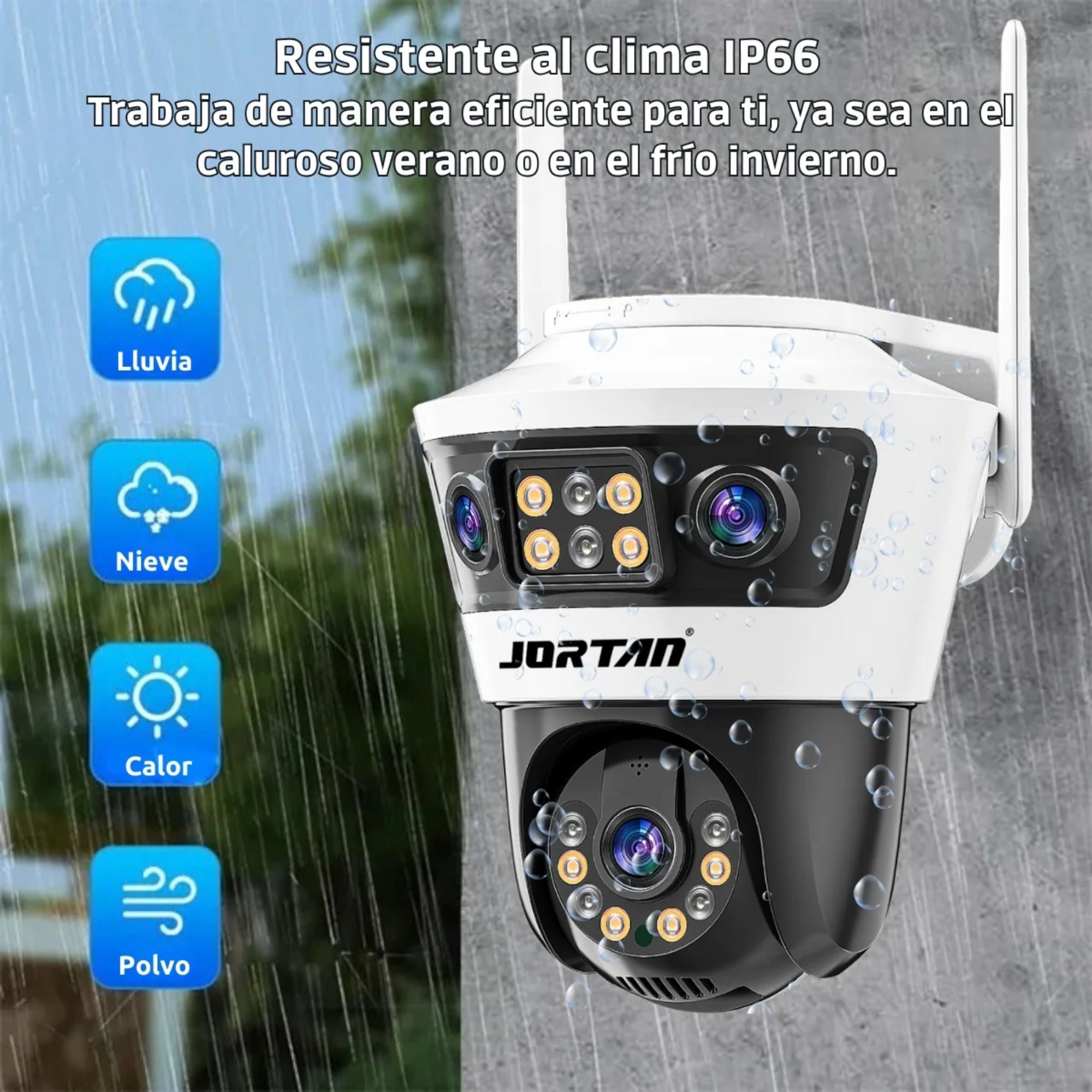 Cámara de Seguridad Exterior Jortan 6 WiFi Doble Lente con Seguimiento Inteligente e IA
