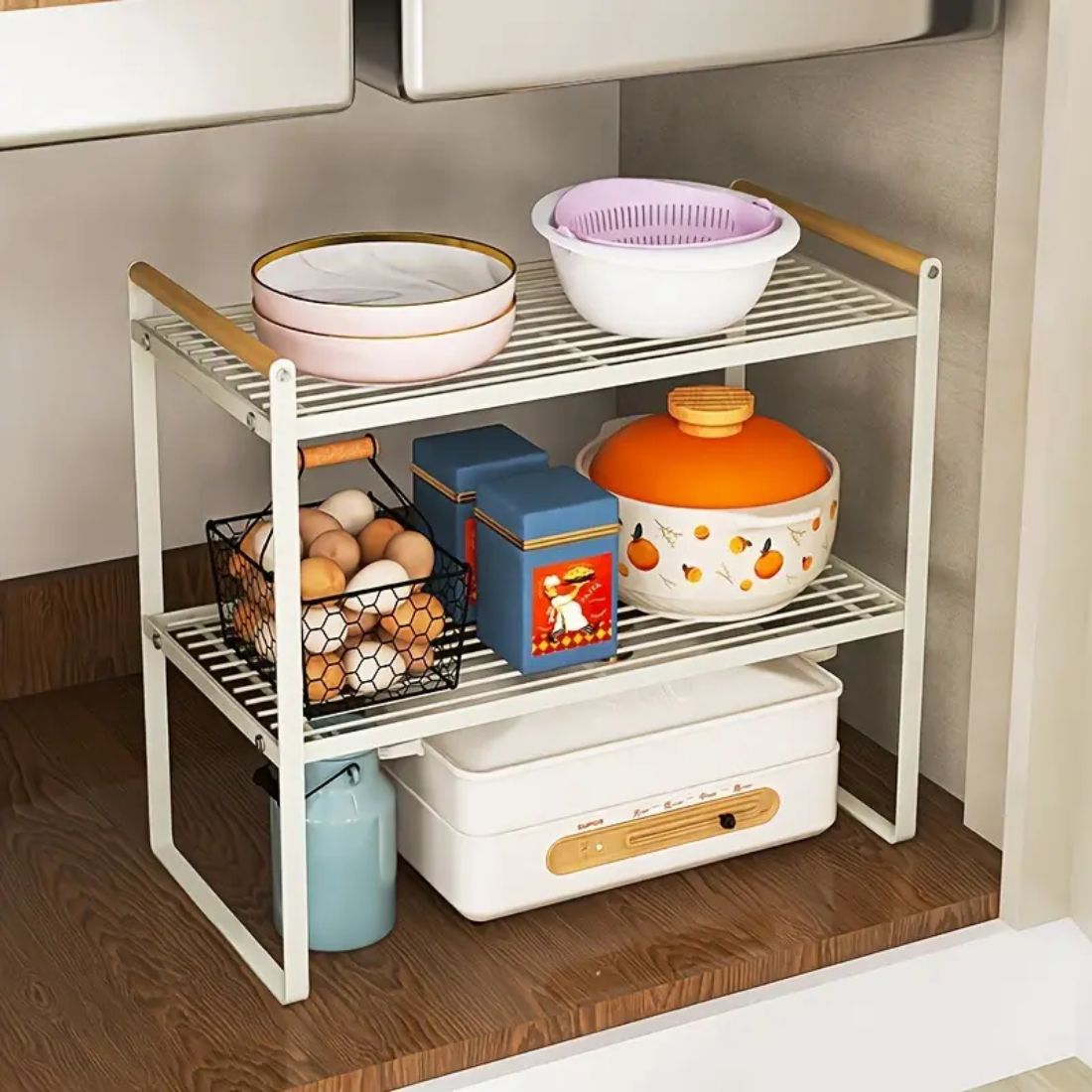 Repisa Organizadora Estilo Nórdico de 2 Niveles Blanca 34 cm