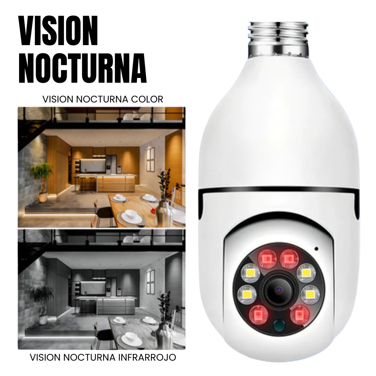 Cámara Ampolleta JORTAN JT-8177 Full HD con Visión 360° y Audio Bidireccional