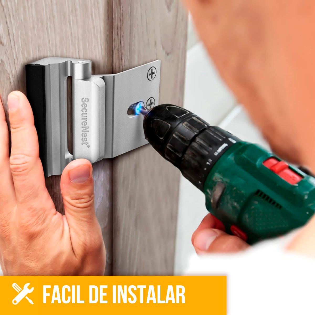 Cerradura de Seguridad Refuerzo para Puerta Picaporte Seguridad Plateado