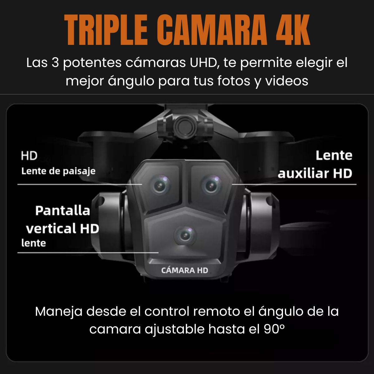 Drone 4k con 3 Cámaras Wifi 2.4ghz Fpv Antichoques H15 Pro Max