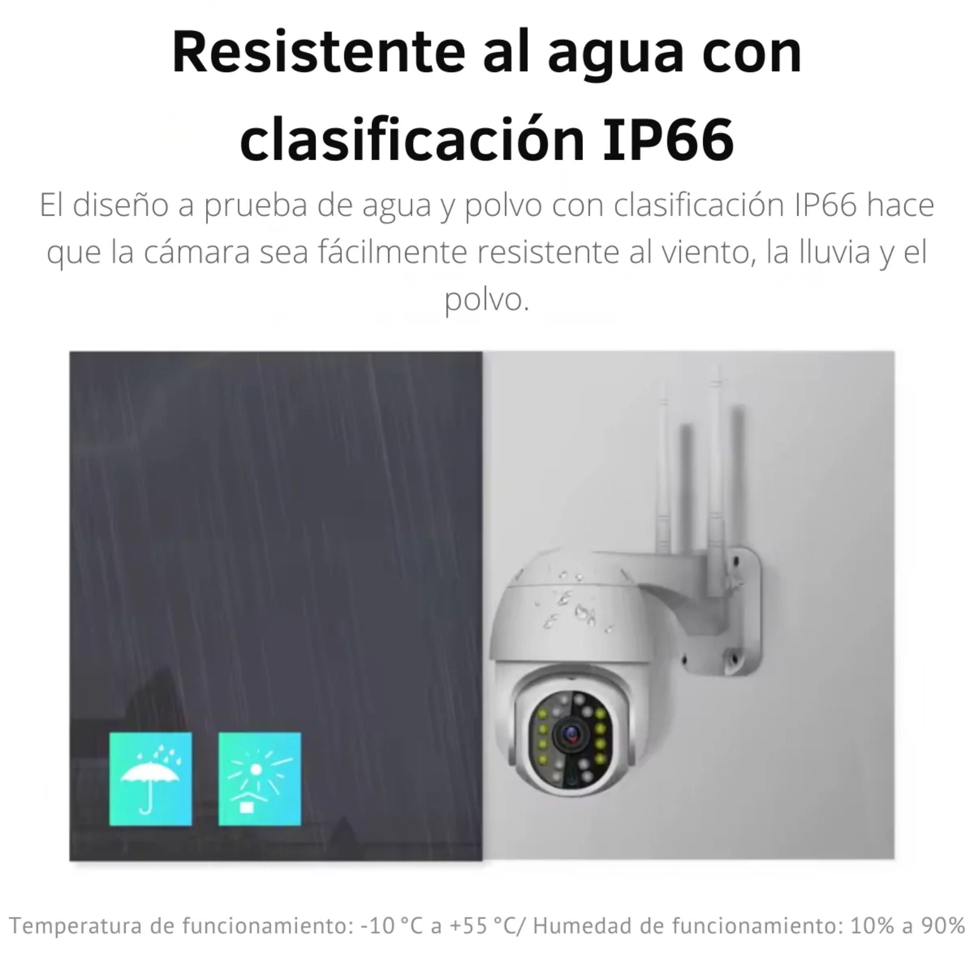 Cámara de Seguridad Exterior Jortan 8159 WiFi Full HD con Visión Nocturna y Alarma