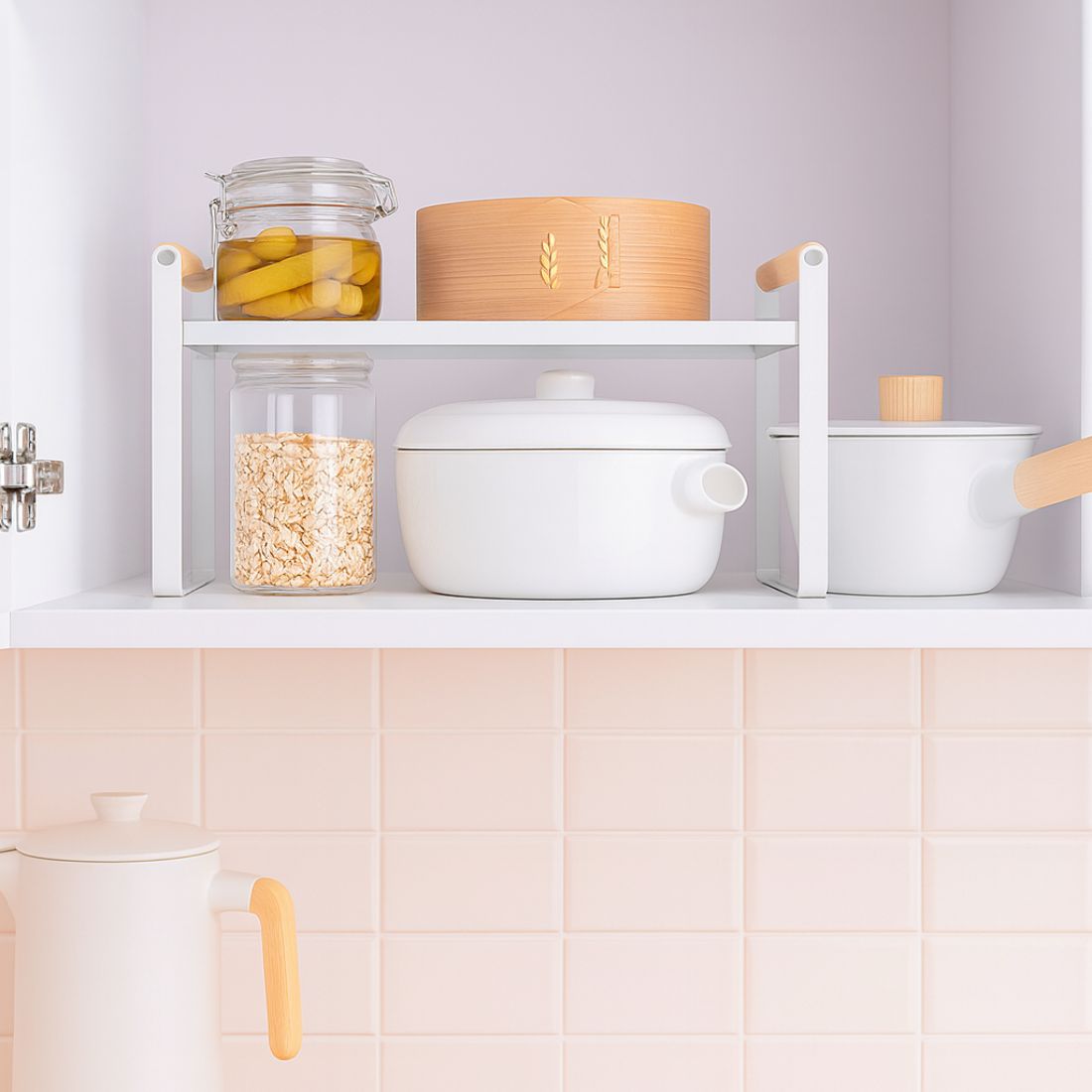 Repisa Organizadora Multiuso Estilo Nórdico Acero y Madera 34 cm