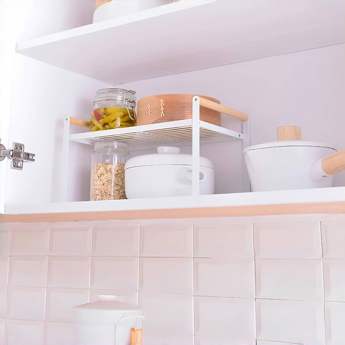 Repisa Organizadora Multiuso Estilo Nórdico Acero y Madera 34 cm