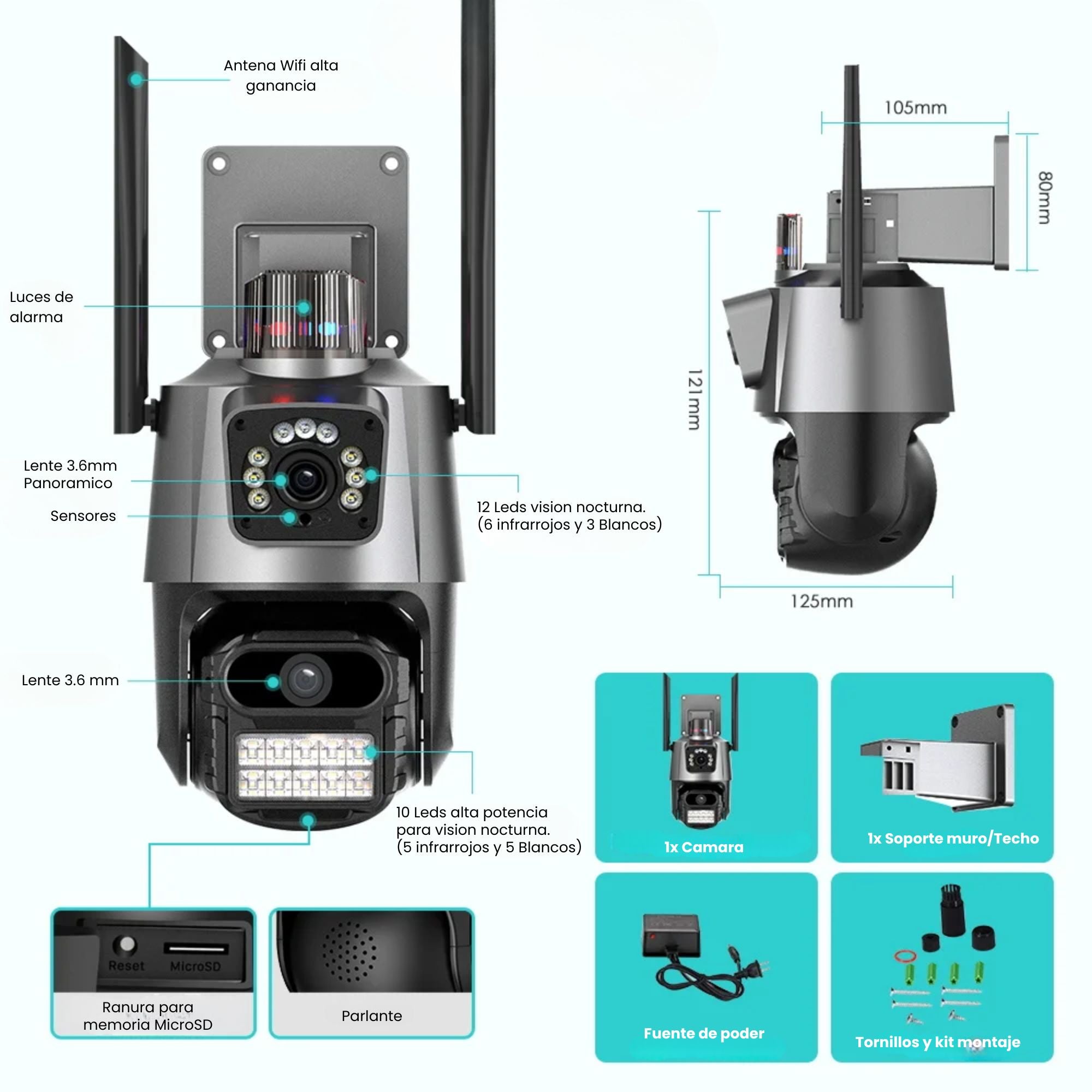 Cámara de Seguridad Exterior JORTAN JT-9687 Pro 8MP con Doble Lente y Visión Nocturna