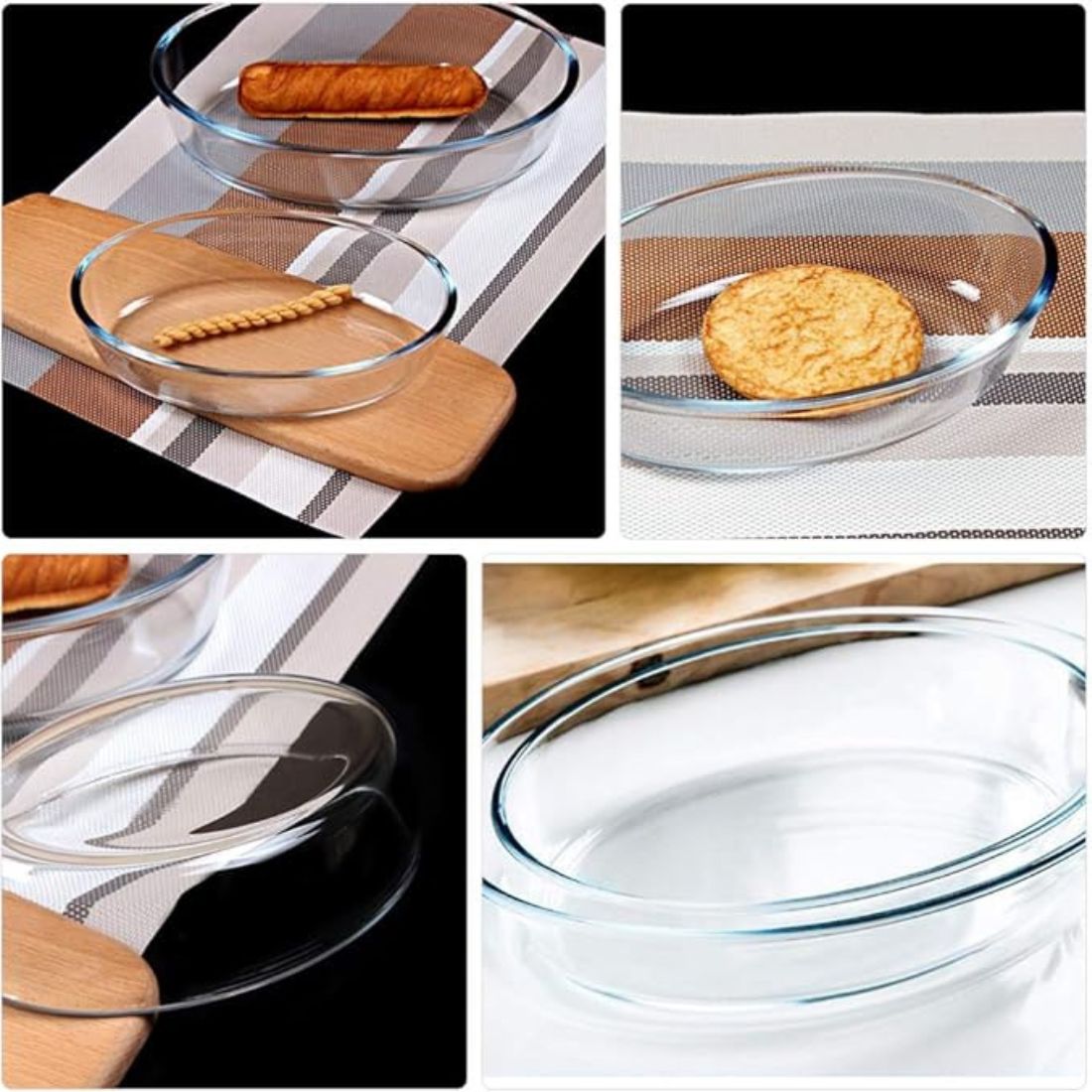 Set 3 Fuente Asadera Vidrio Refractario Para Horno Ovaladas