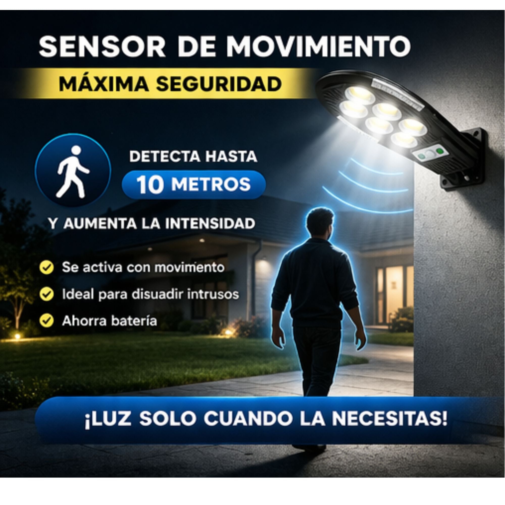 Foco Solar LED Cobra JORTAN 400W con Sensor de Movimiento IP66