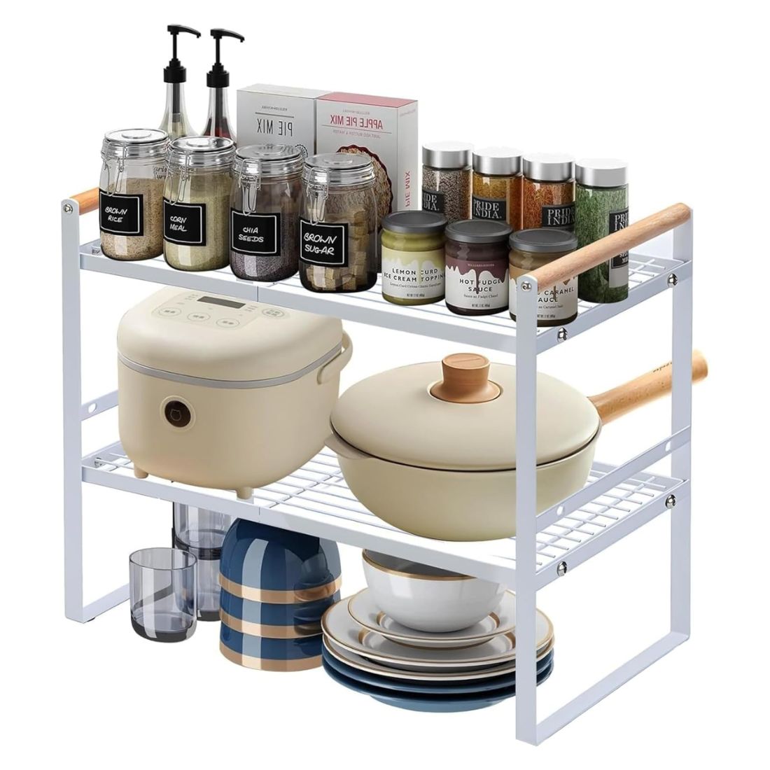 Repisa Organizadora Estilo Nórdico de 2 Niveles Blanca 54 cm