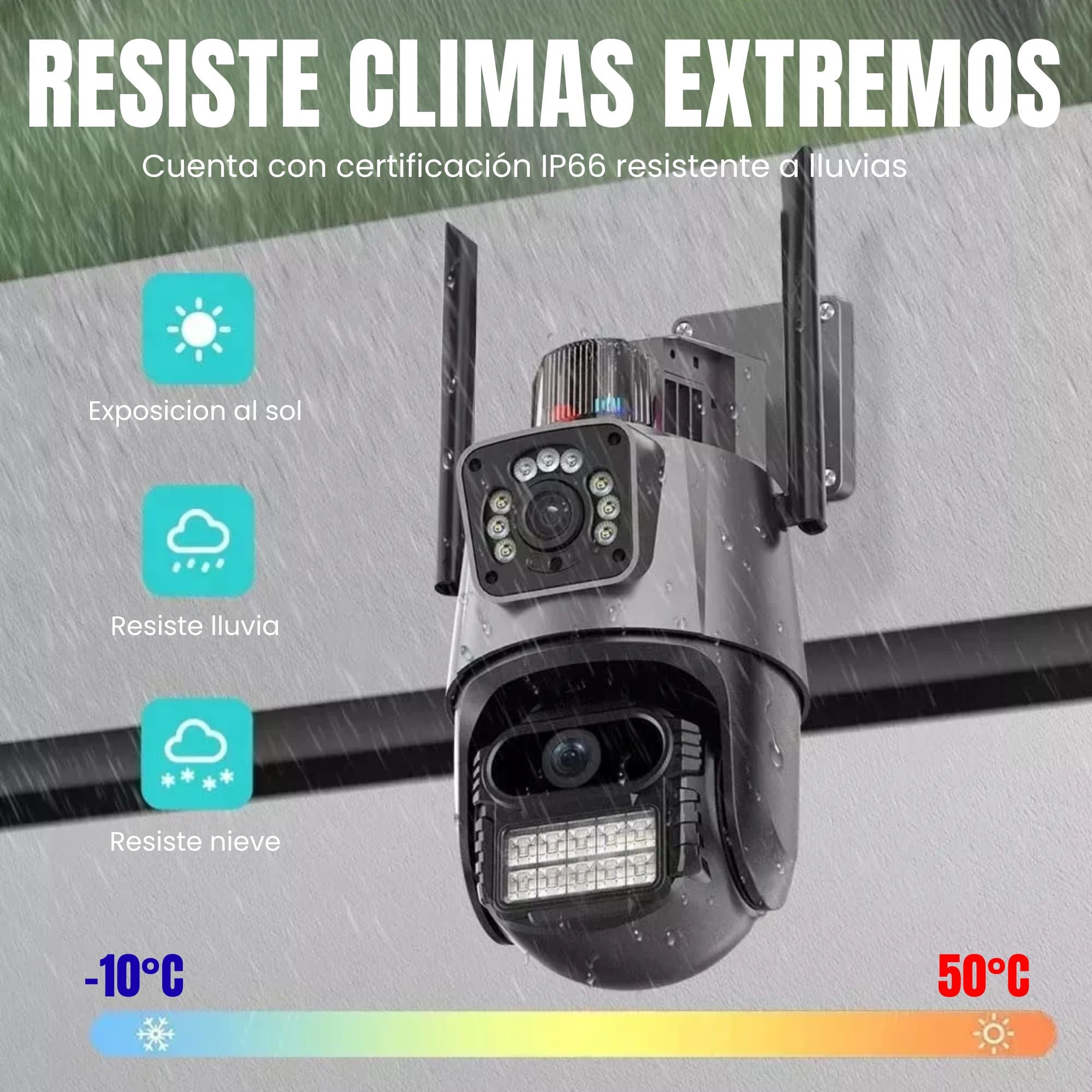 Cámara de Seguridad Exterior JORTAN JT-9687 Pro 8MP con Doble Lente y Visión Nocturna