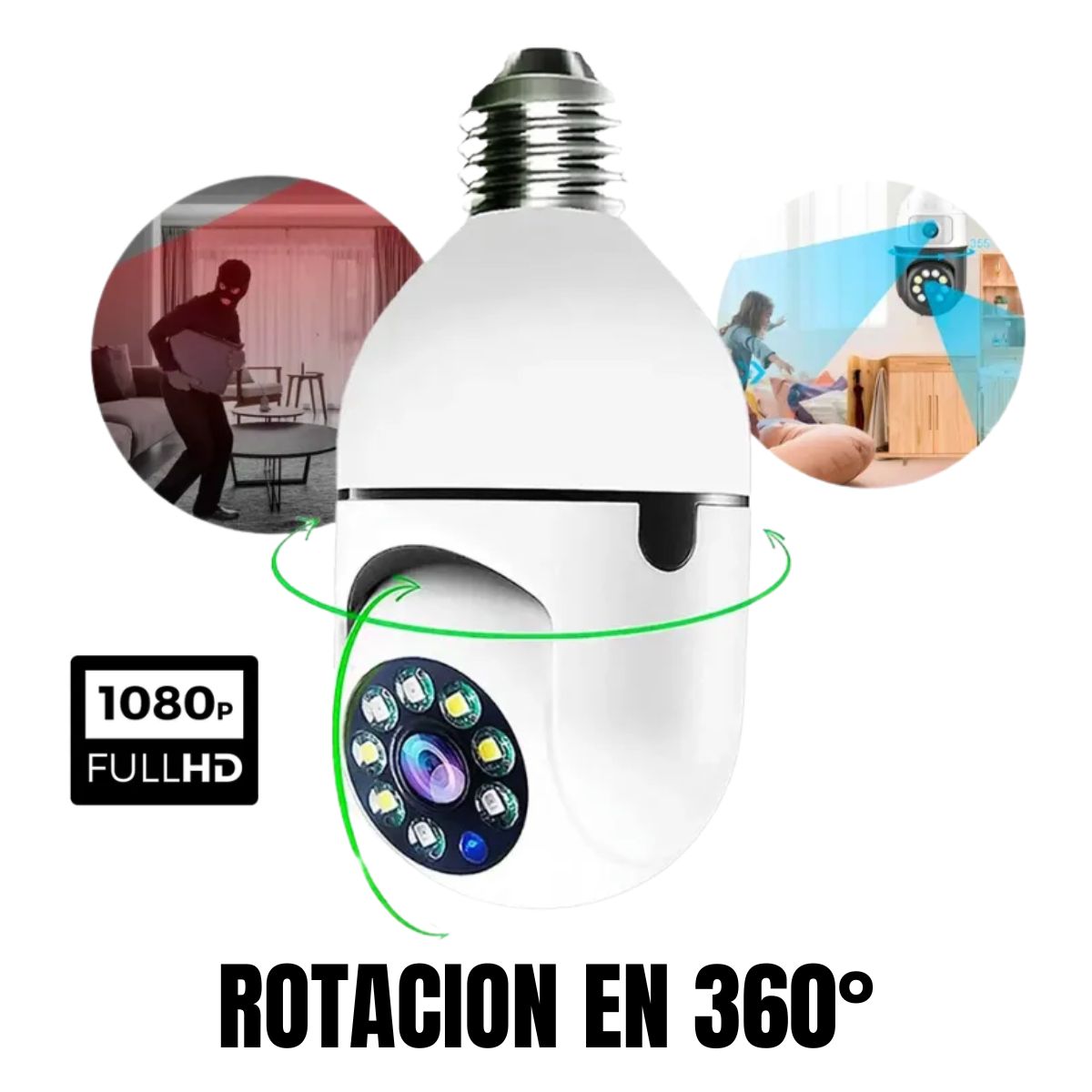 Cámara Ampolleta JORTAN JT-8177 Full HD con Visión 360° y Audio Bidireccional