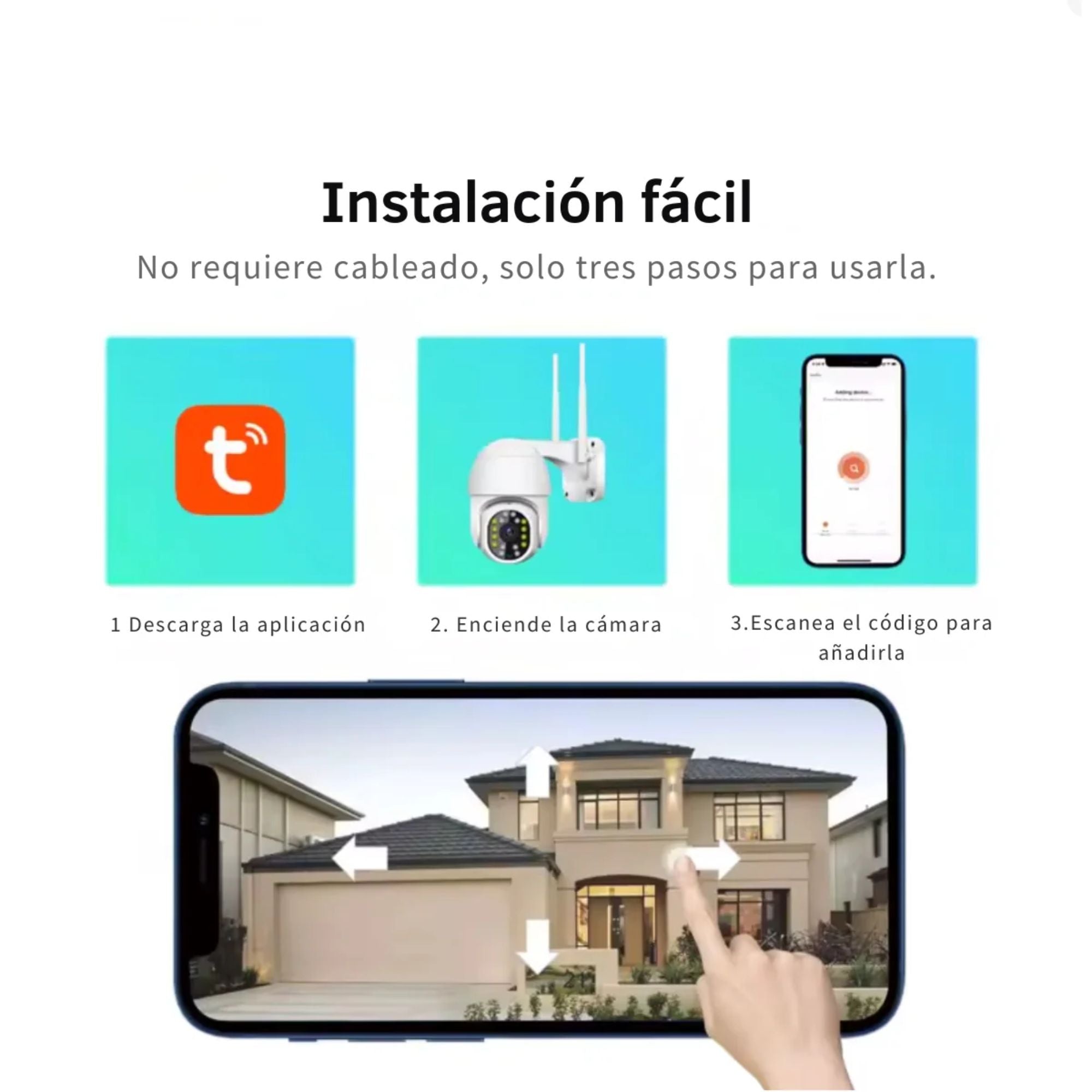 Cámara de Seguridad Exterior Jortan 8159 WiFi Full HD con Visión Nocturna y Alarma
