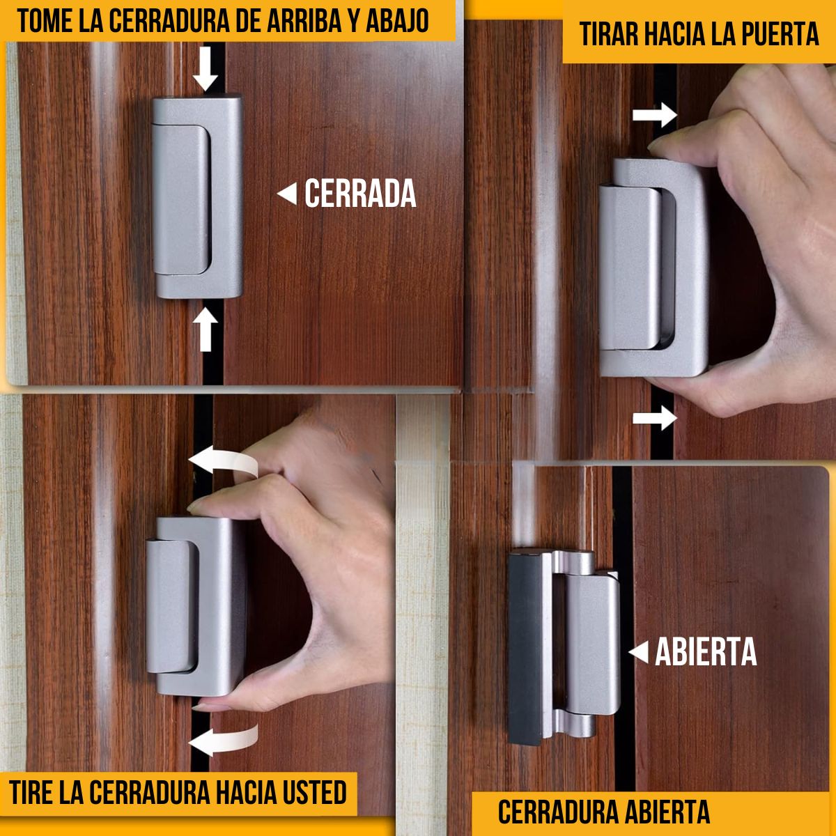 Cerradura Refuerzo Puerta Seguridad Picaporte Pestillo Puerta Principal Negro