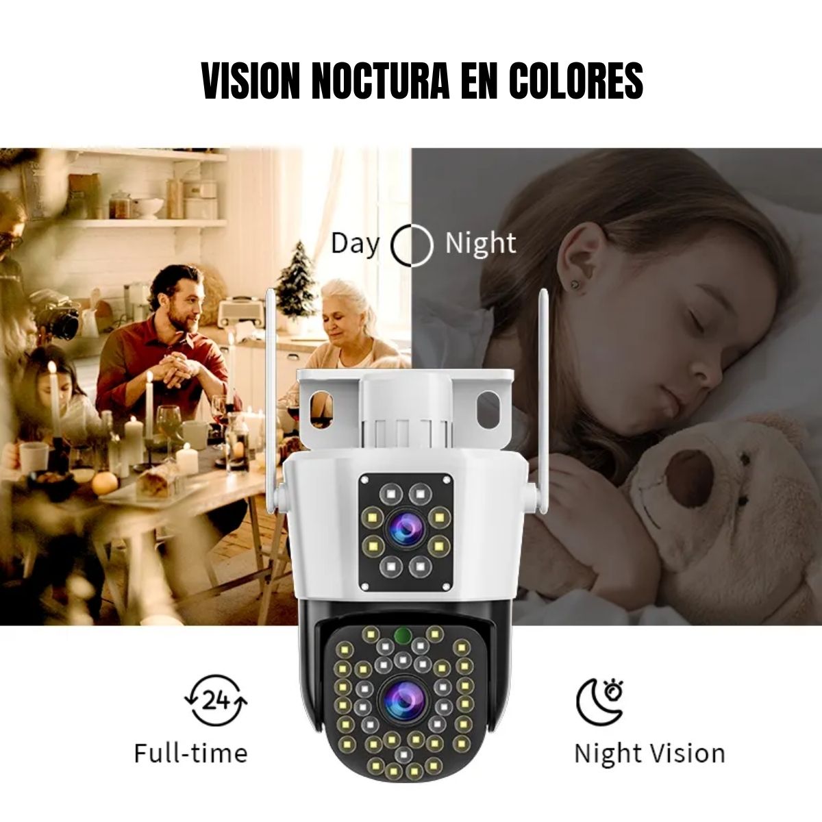 Cámara de Seguridad Exterior JORTAN JT-8293 4MP con Doble Lente y Visión Nocturna