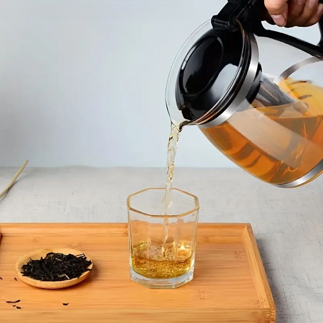 Tetera Con Infusor de Te Vidrio 1.5 Litros Con Filtro de Acero Inoxidable