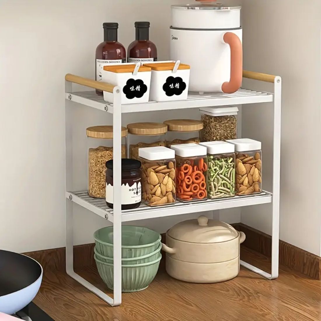Repisa Organizadora Estilo Nórdico de 2 Niveles Blanca 34 cm