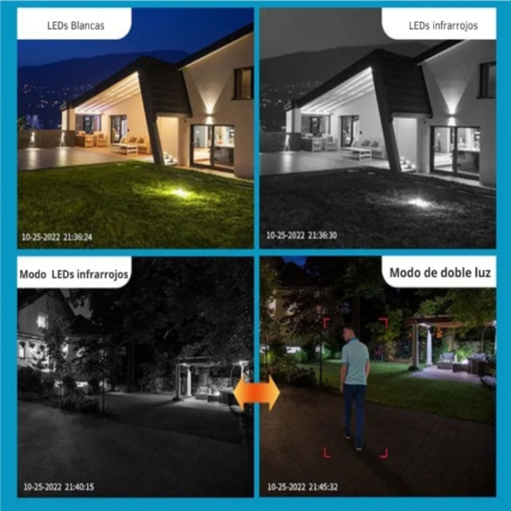 Cámara de Seguridad Exterior Jortan 4 AL WiFi con Baliza Doble Lente e IA