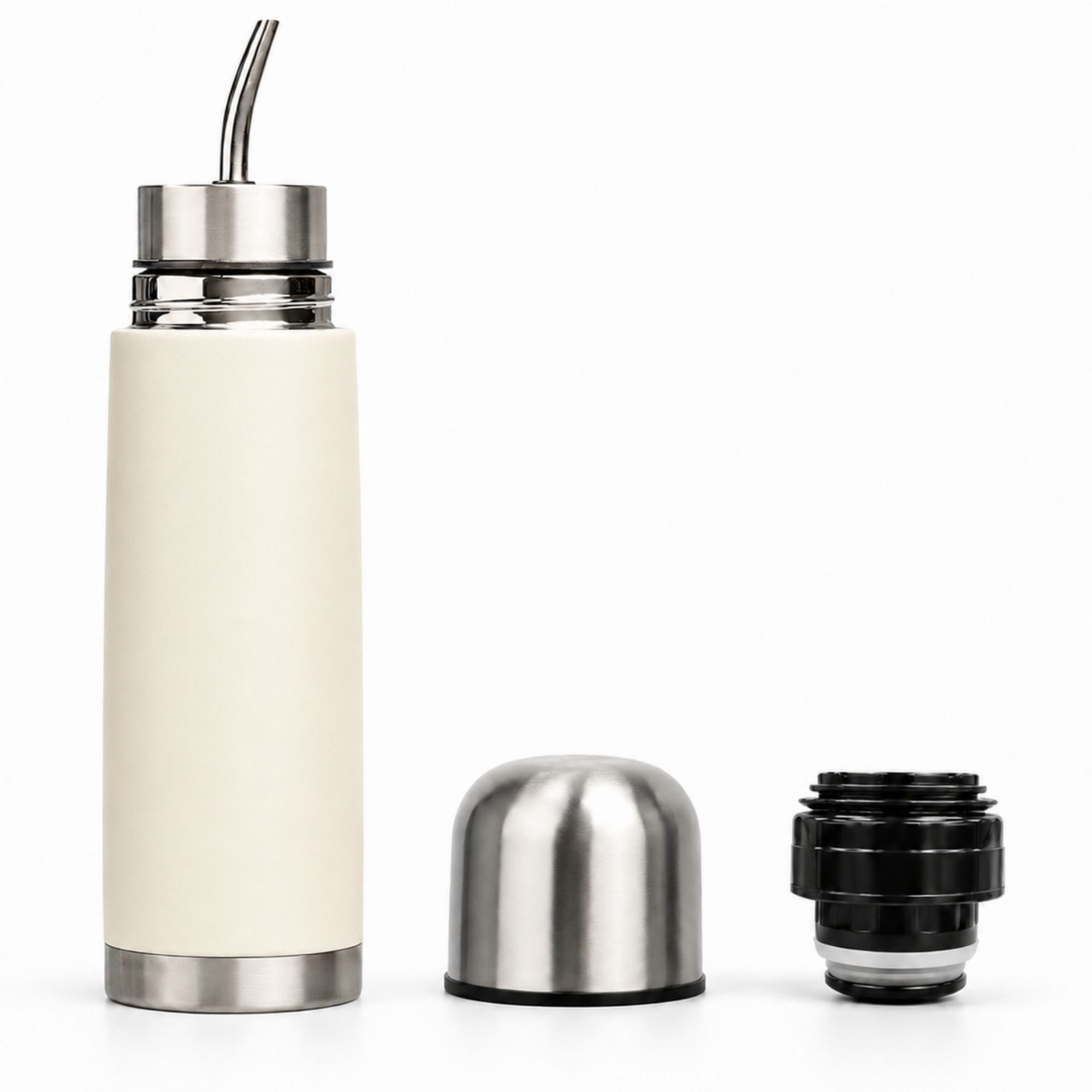 Termo mate autocebante 2 en 1 Tawo 750 ml de acero inoxidable Blanco