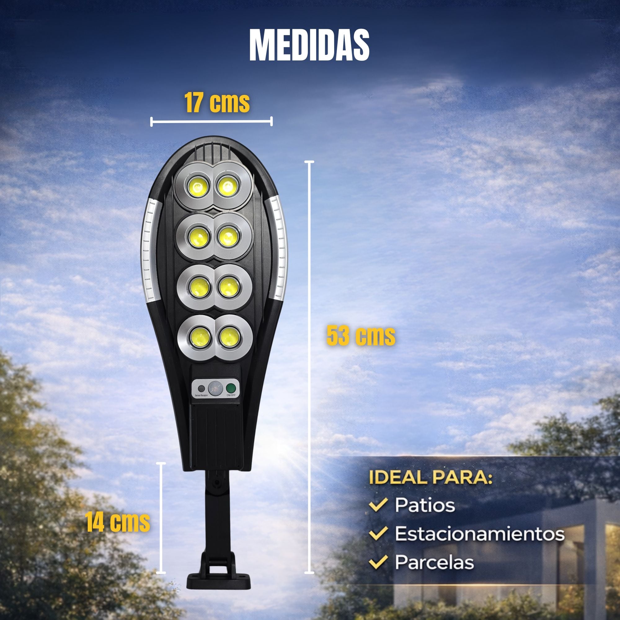 Foco Solar LED Cobra JORTAN 400W con Sensor de Movimiento IP66