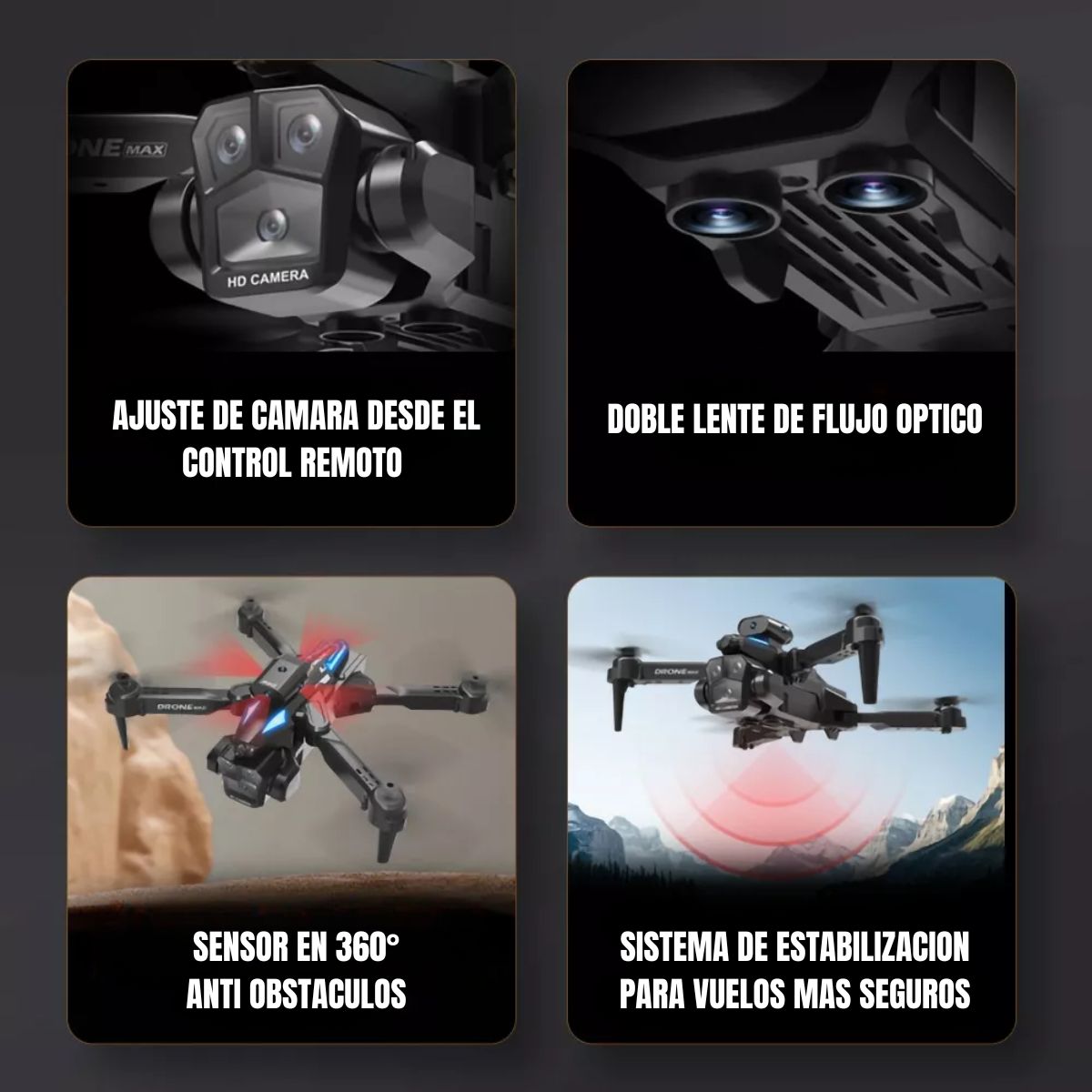 Drone 4k con 3 Cámaras Wifi 2.4ghz Fpv Antichoques H15 Pro Max