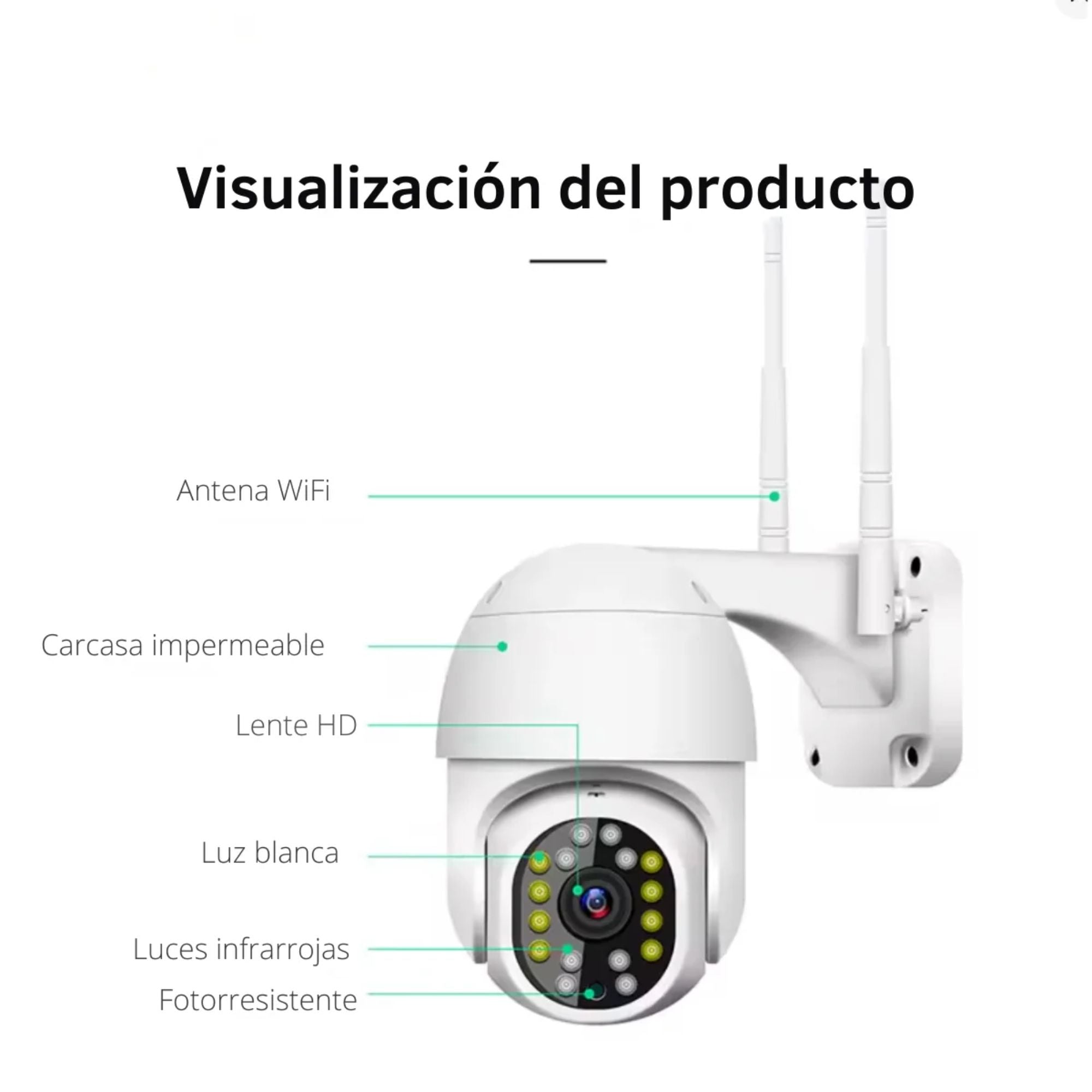 Cámara de Seguridad Exterior Jortan 8159 WiFi Full HD con Visión Nocturna y Alarma