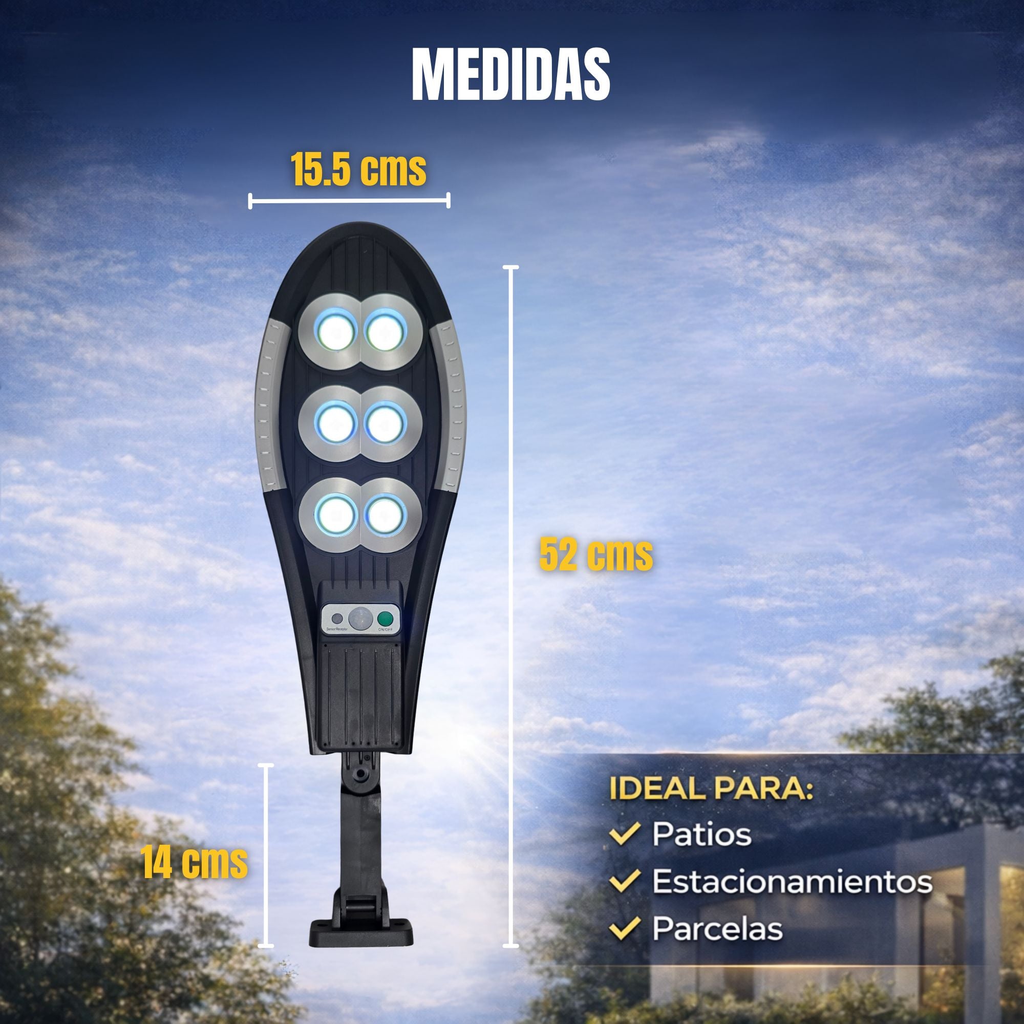 Foco Solar LED Cobra JORTAN 300W con Sensor de Movimiento IP66