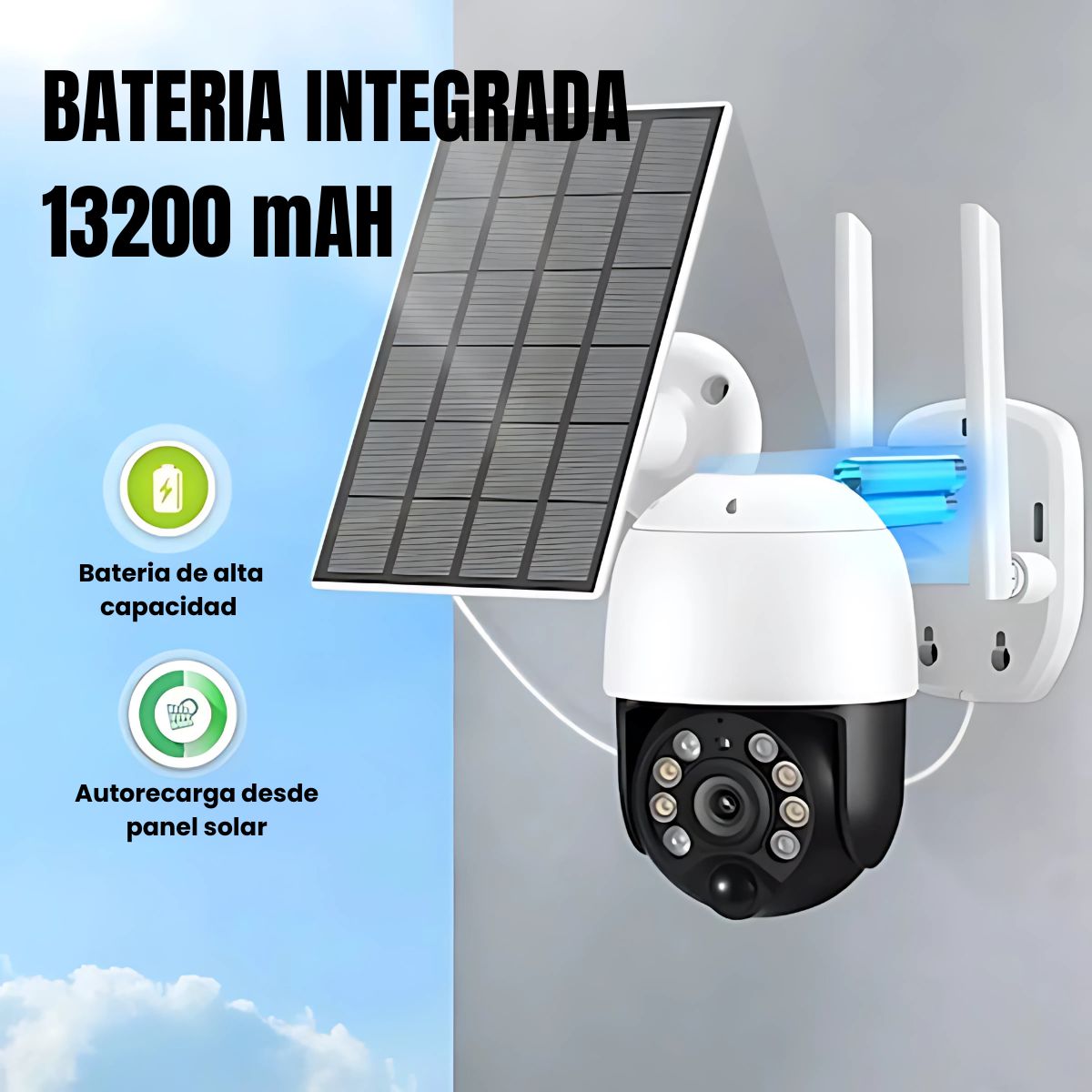 Cámara Solar JORTAN 3MP con Batería de 13200 mAh y Visión Nocturna