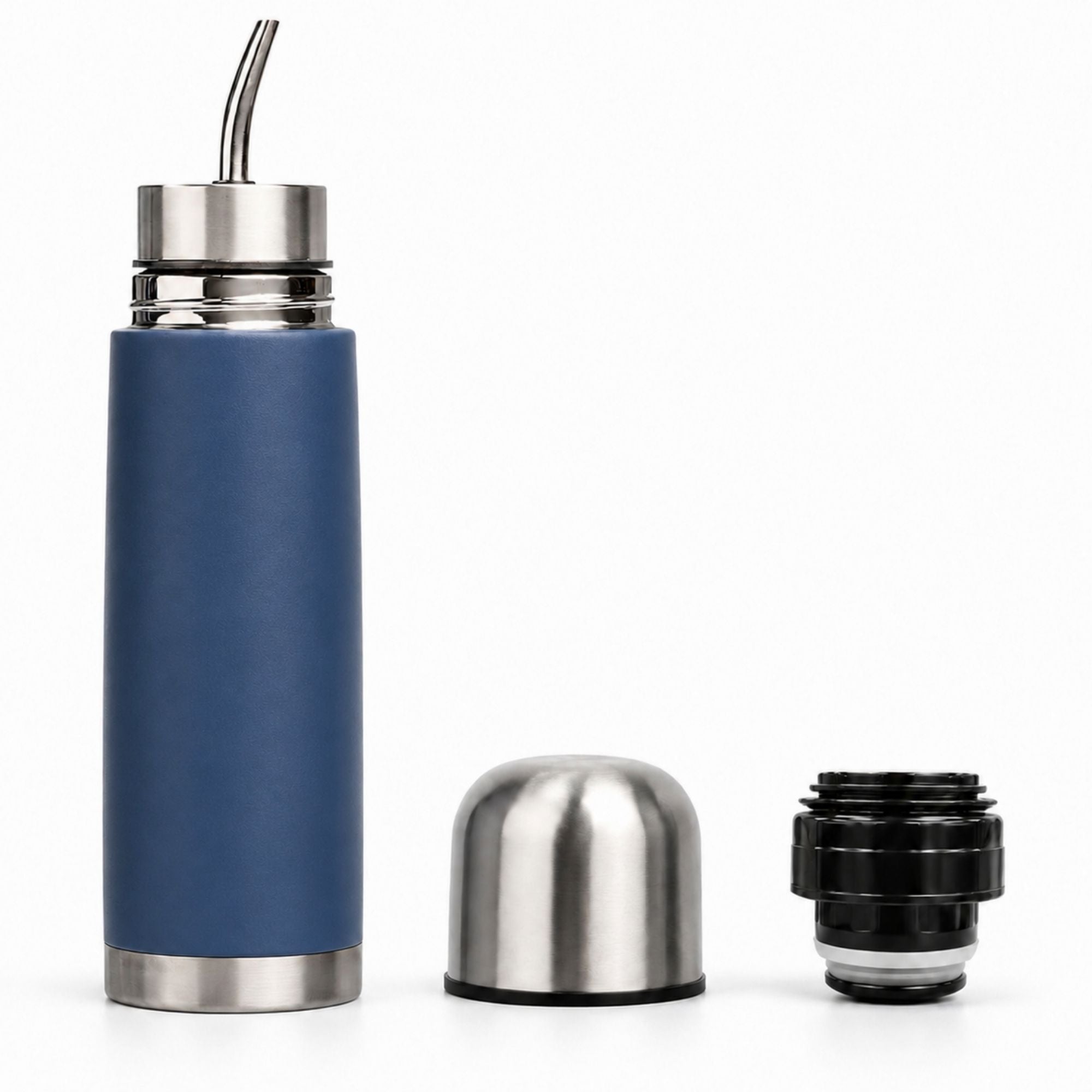 Termo mate autocebante 2 en 1 Tawo 750 ml de acero inoxidable Azul Marino