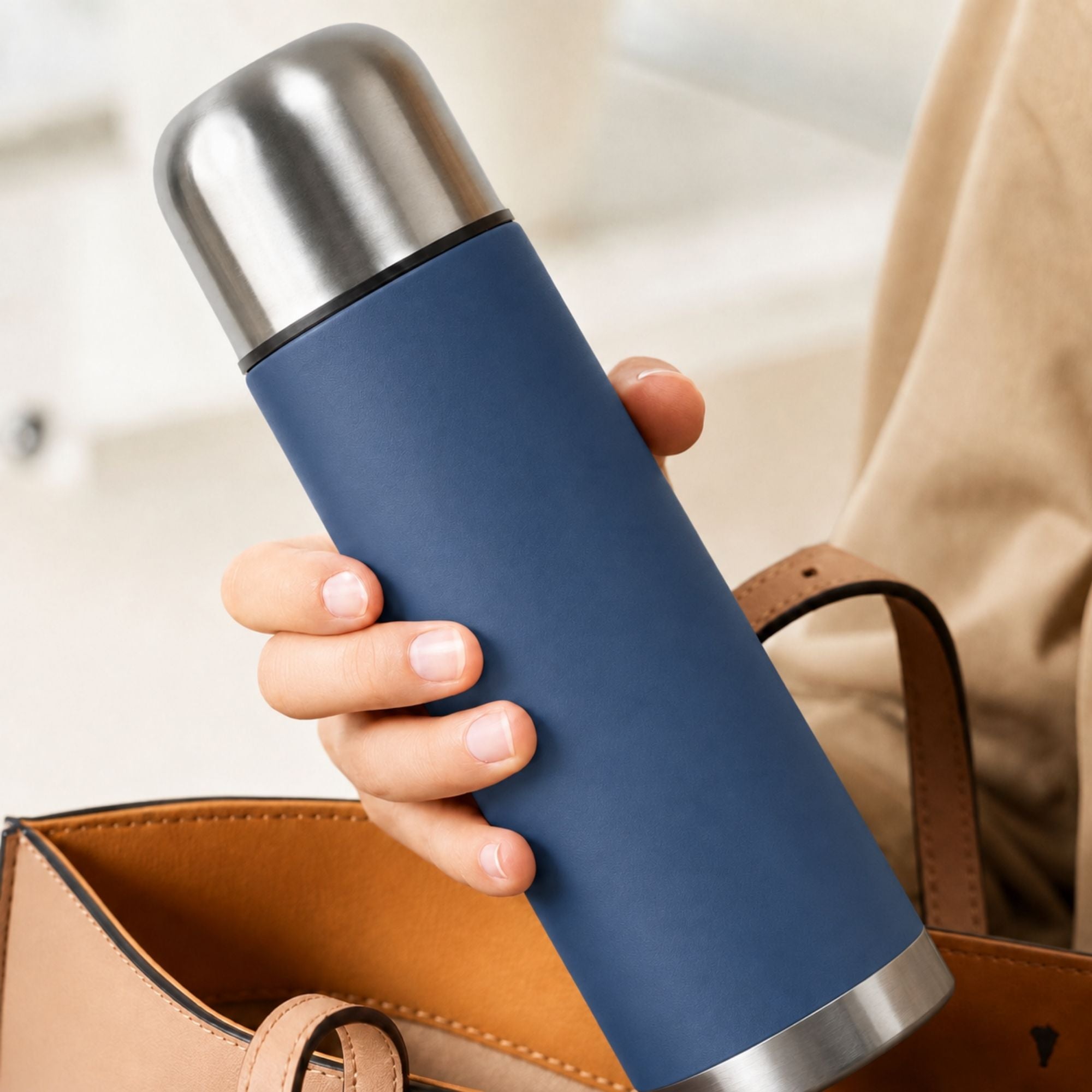 Termo mate autocebante 2 en 1 Tawo 750 ml de acero inoxidable Azul Marino