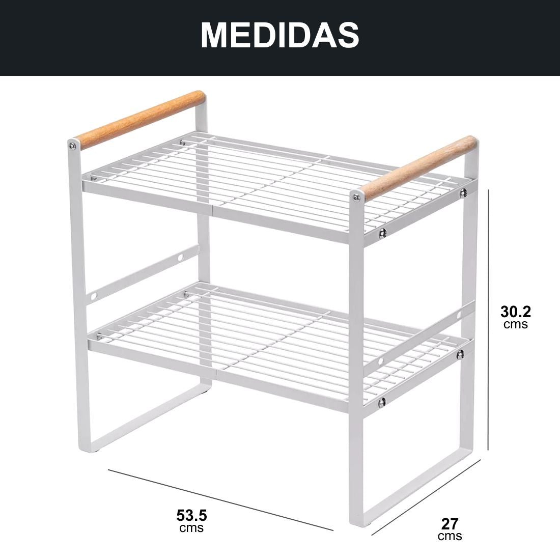Repisa Organizadora Estilo Nórdico de 2 Niveles Blanca 54 cm