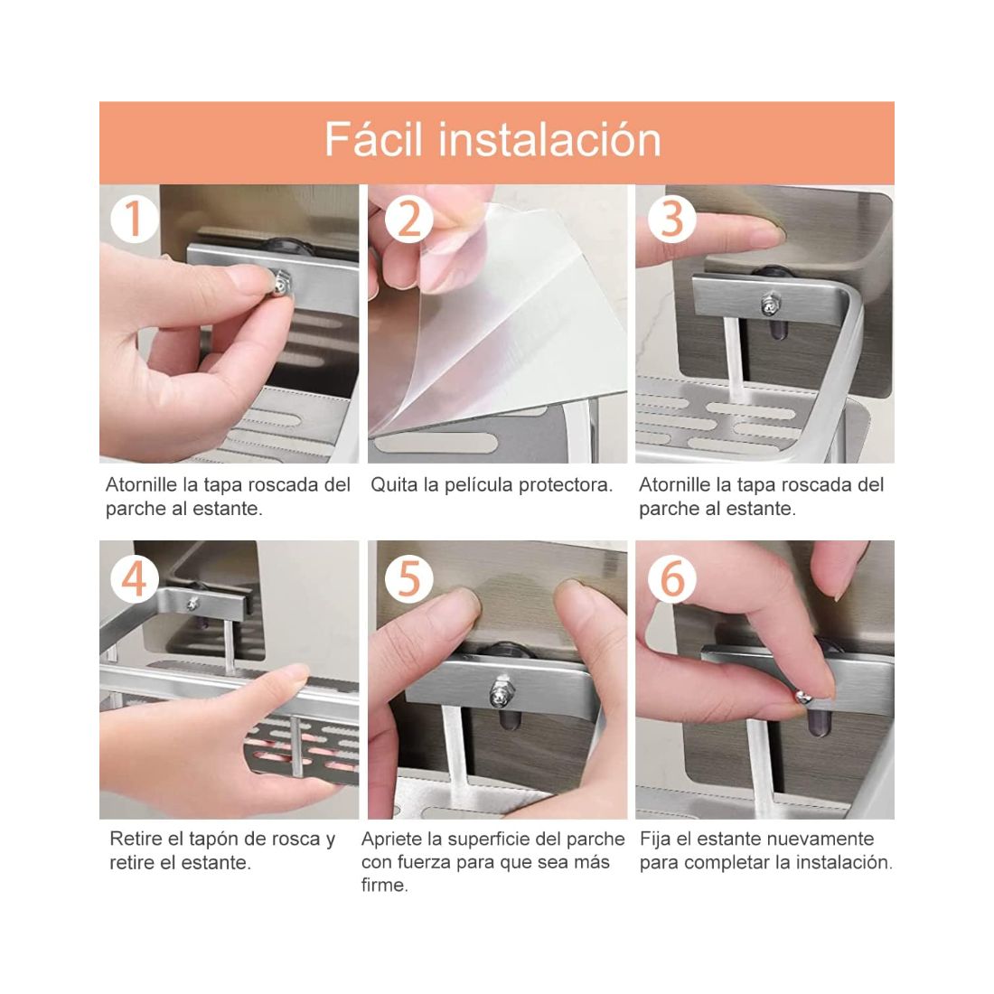 Repisa Organizadora de Aluminio para Ducha con Adhesivo