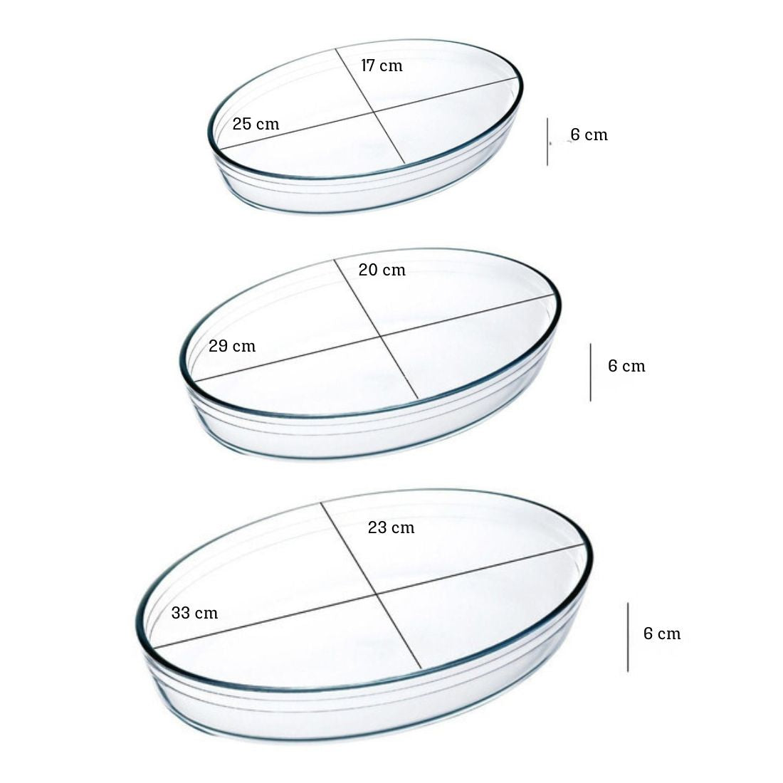 Set 3 Fuente Asadera Vidrio Refractario Para Horno Ovaladas