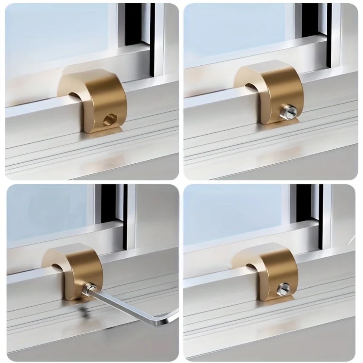 Seguro antirrobo ventanas y mamparas corredizas metálicas Pack 3 Color Gris