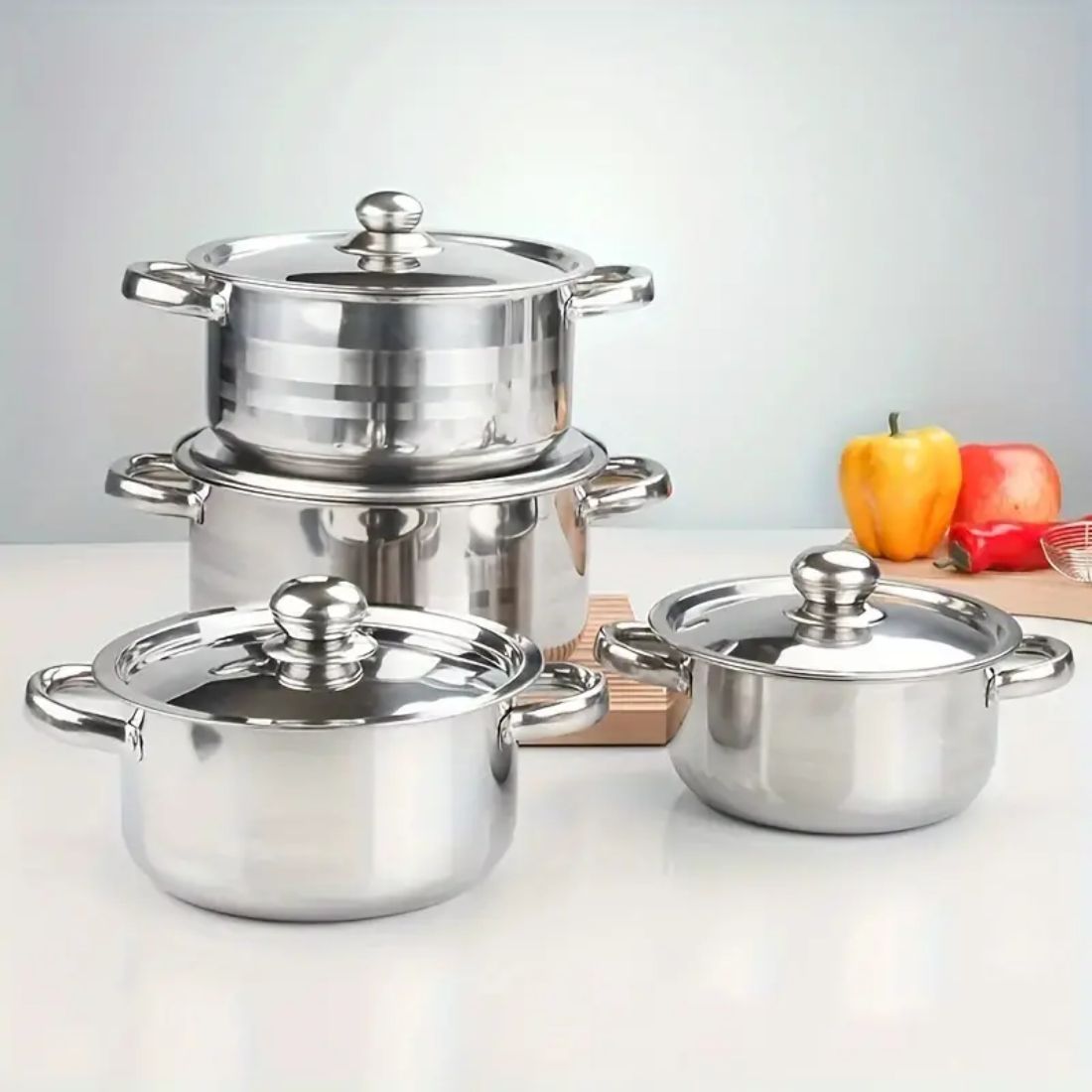 Bateria de Cocina 8 Piezas Acero Inoxidable 20 / 22 / 24 / 26 Cms